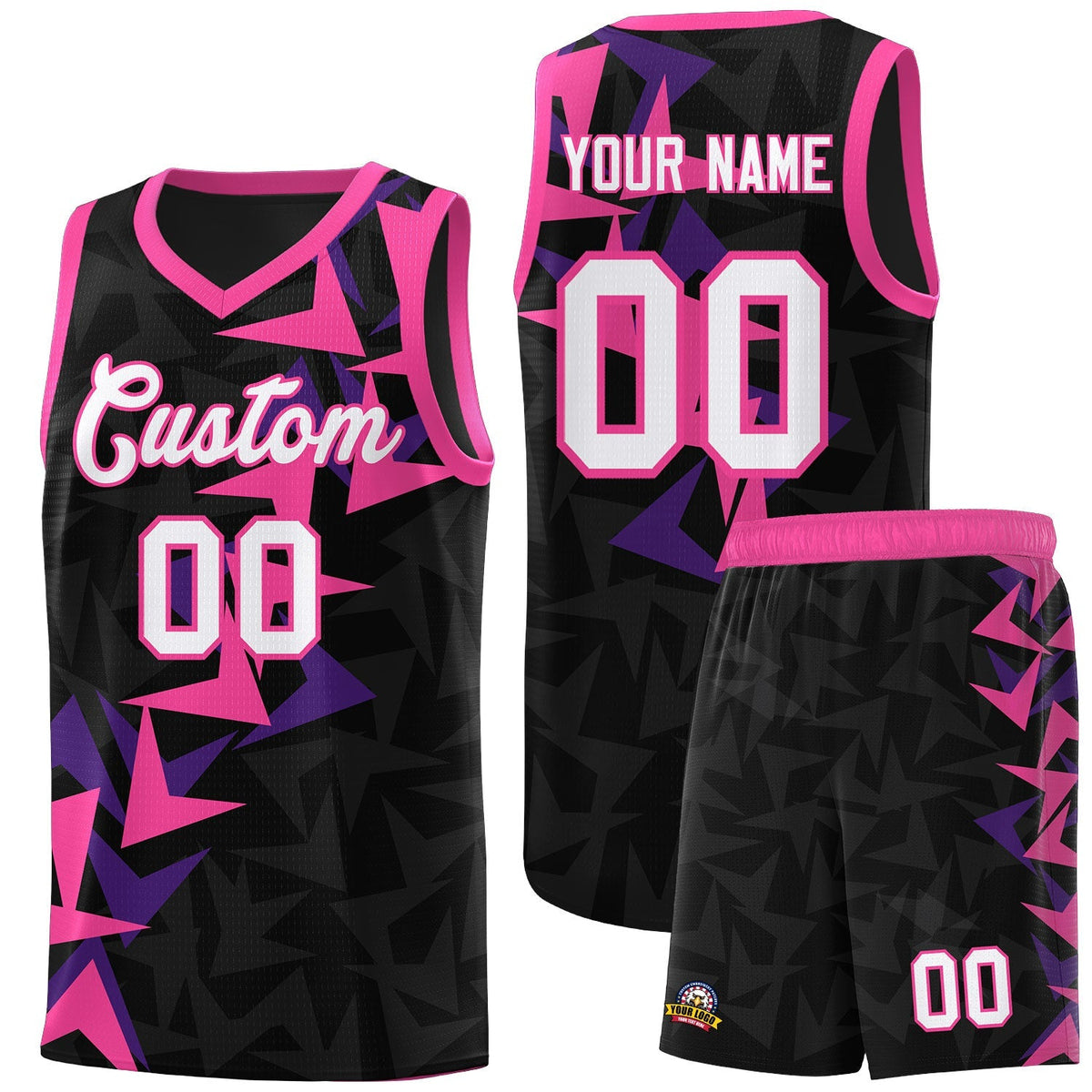 Custom Black Boomerang Pattern Kits Basketball Jersey|KXKSHOP