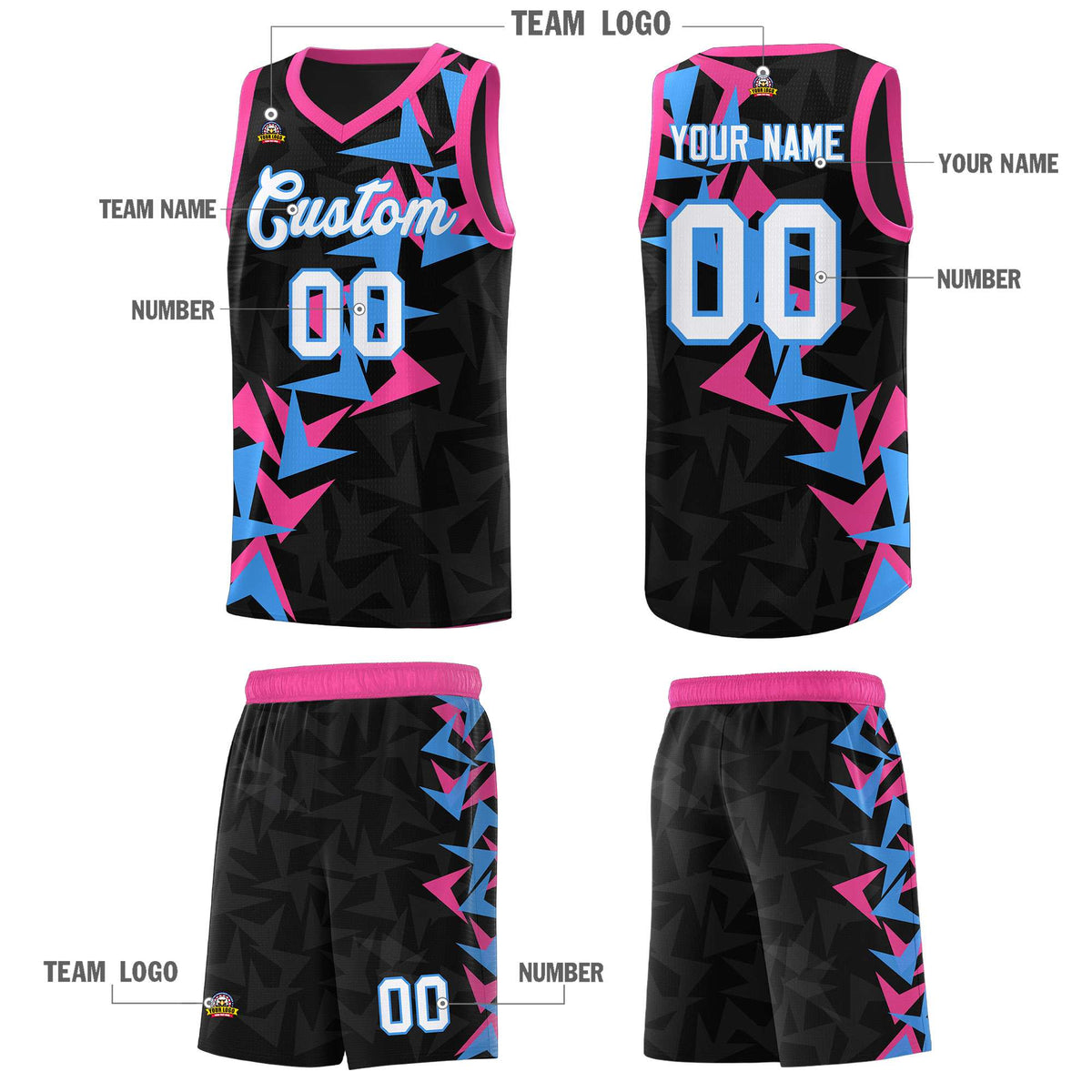 Custom Black Boomerang Pattern Kits Basketball Jersey|KXKSHOP