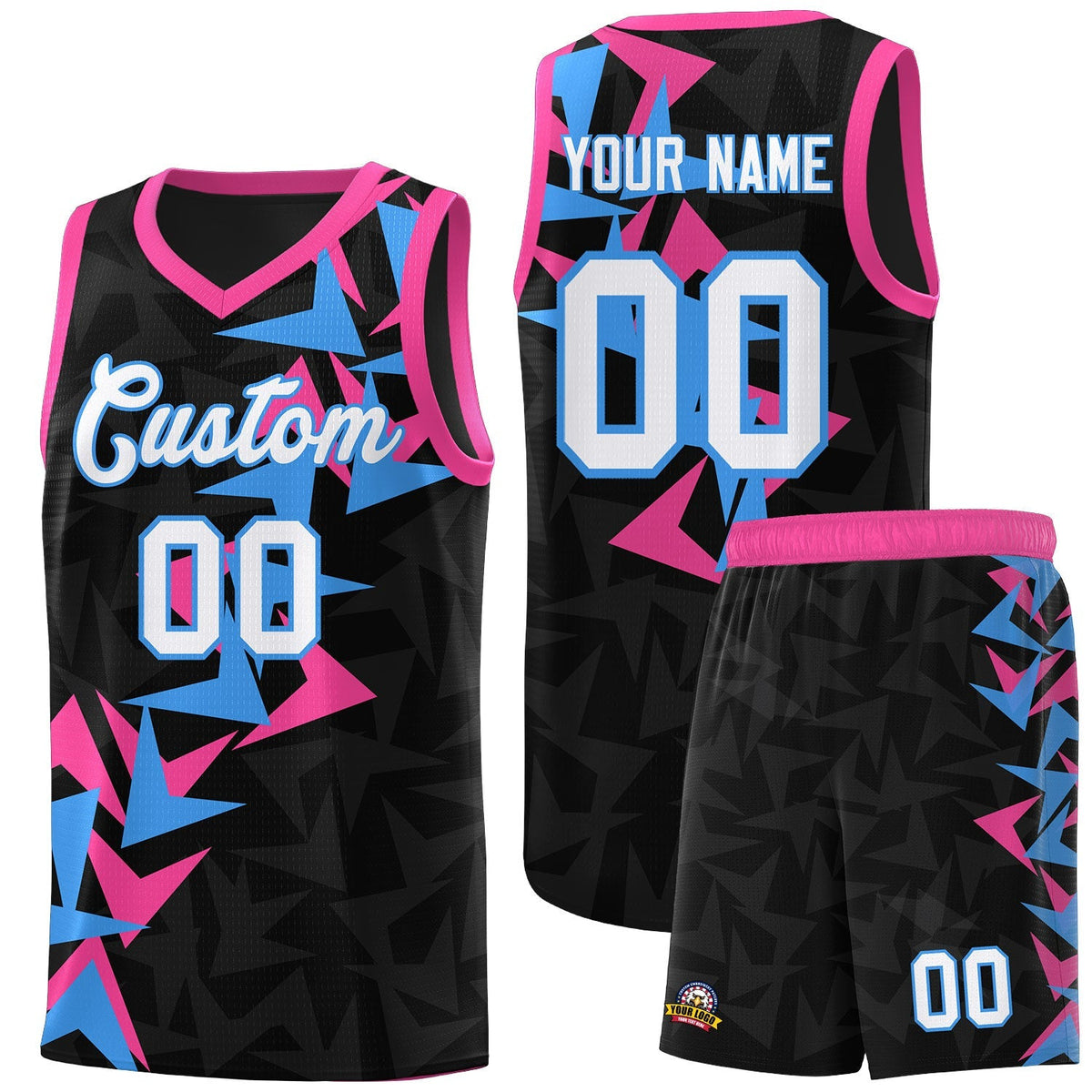 Custom Black Boomerang Pattern Kits Basketball Jersey|KXKSHOP