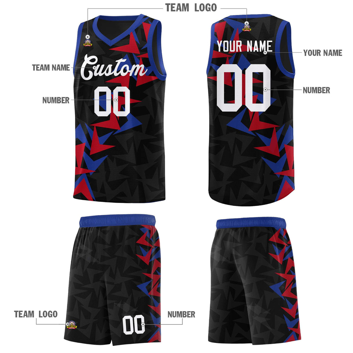 Custom Black Boomerang Pattern Kits Basketball Jersey|KXKSHOP