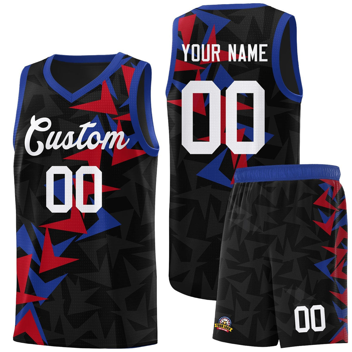 Custom Black Boomerang Pattern Kits Basketball Jersey|KXKSHOP