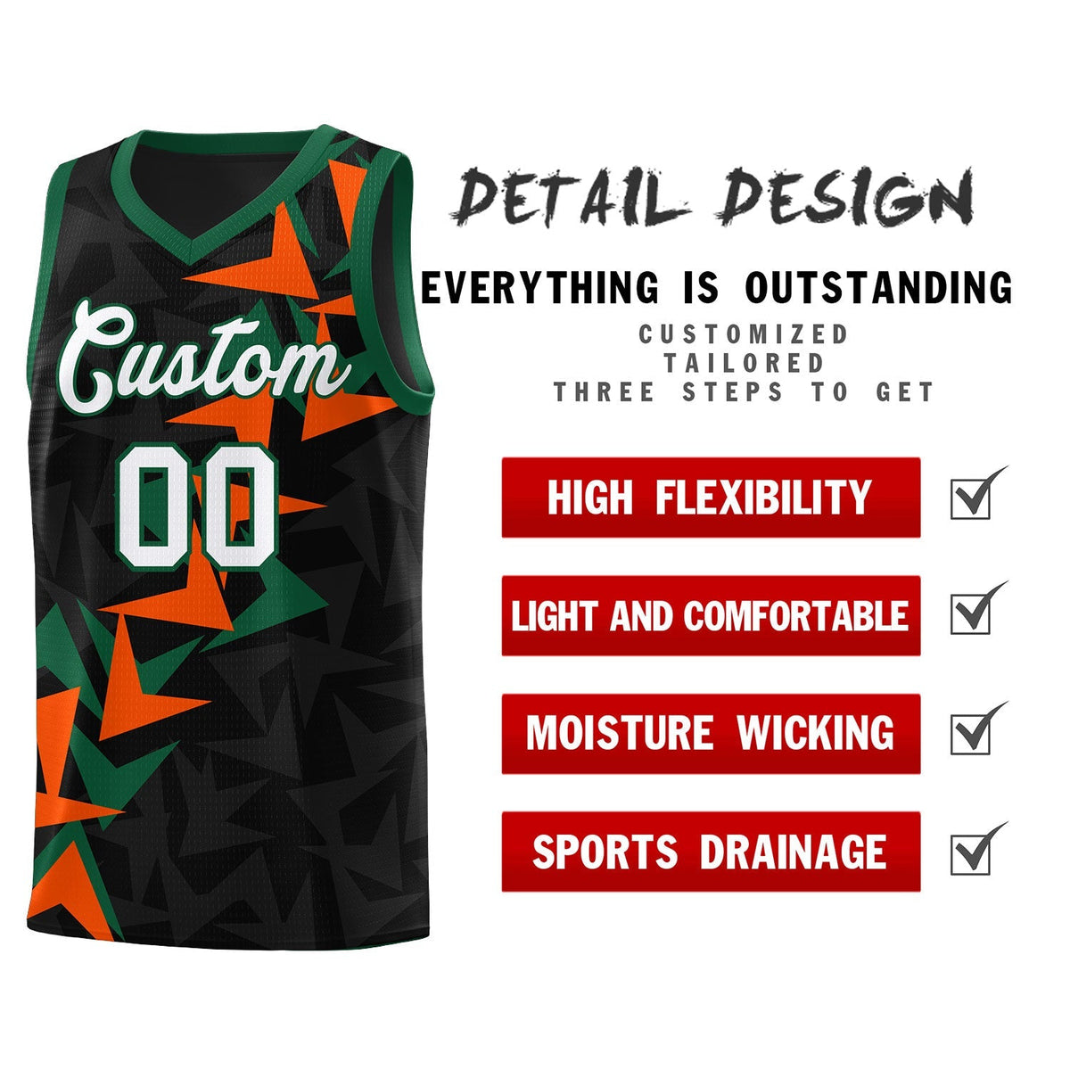 Custom Black Boomerang Pattern Kits Basketball Jersey|KXKSHOP