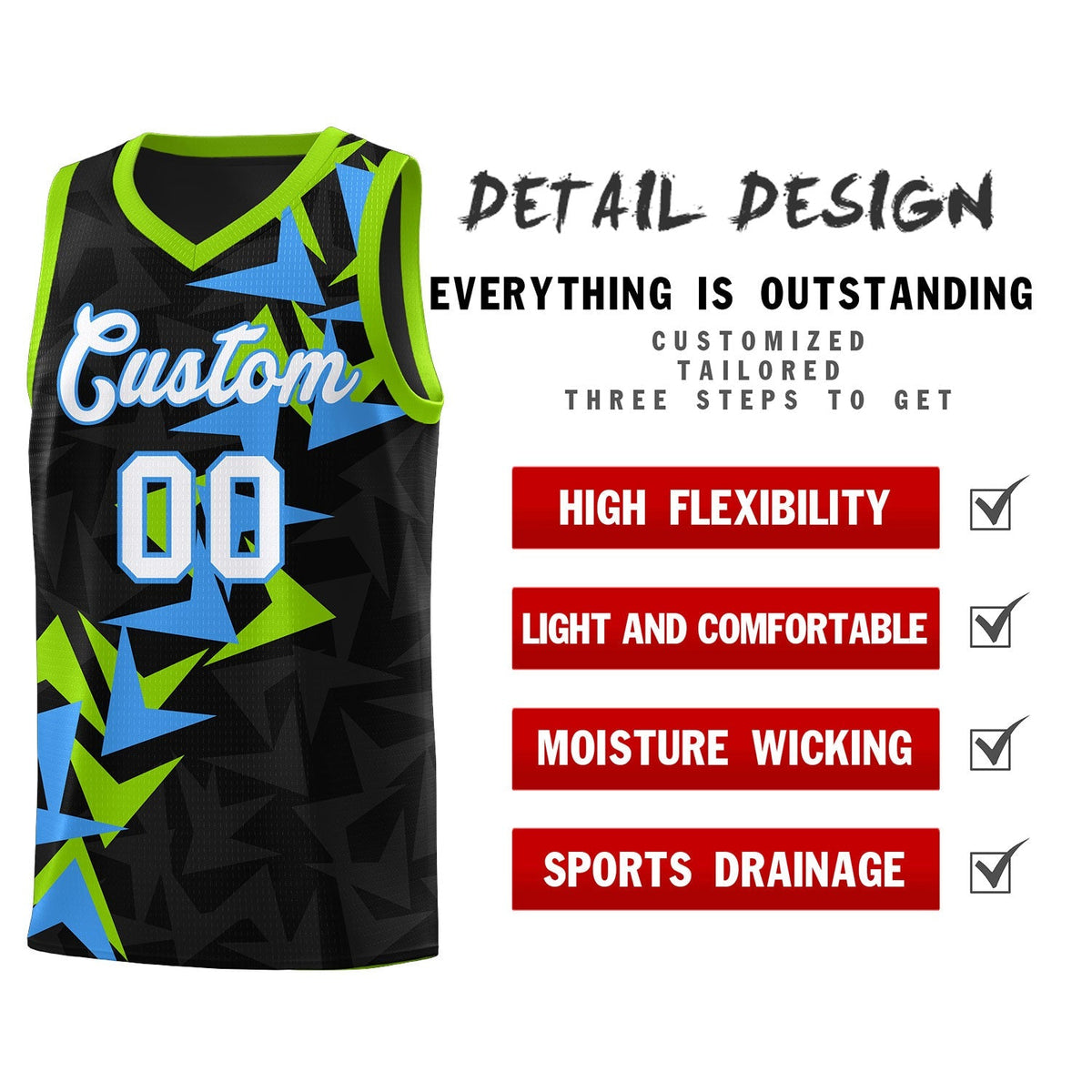 Custom Black Boomerang Pattern Kits Basketball Jersey|KXKSHOP