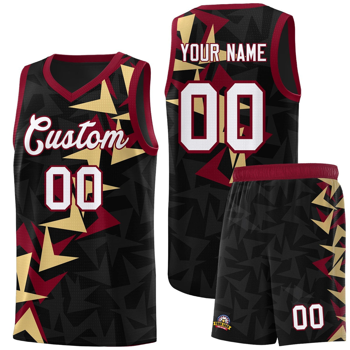 Custom Black Boomerang Pattern Kits Basketball Jersey|KXKSHOP