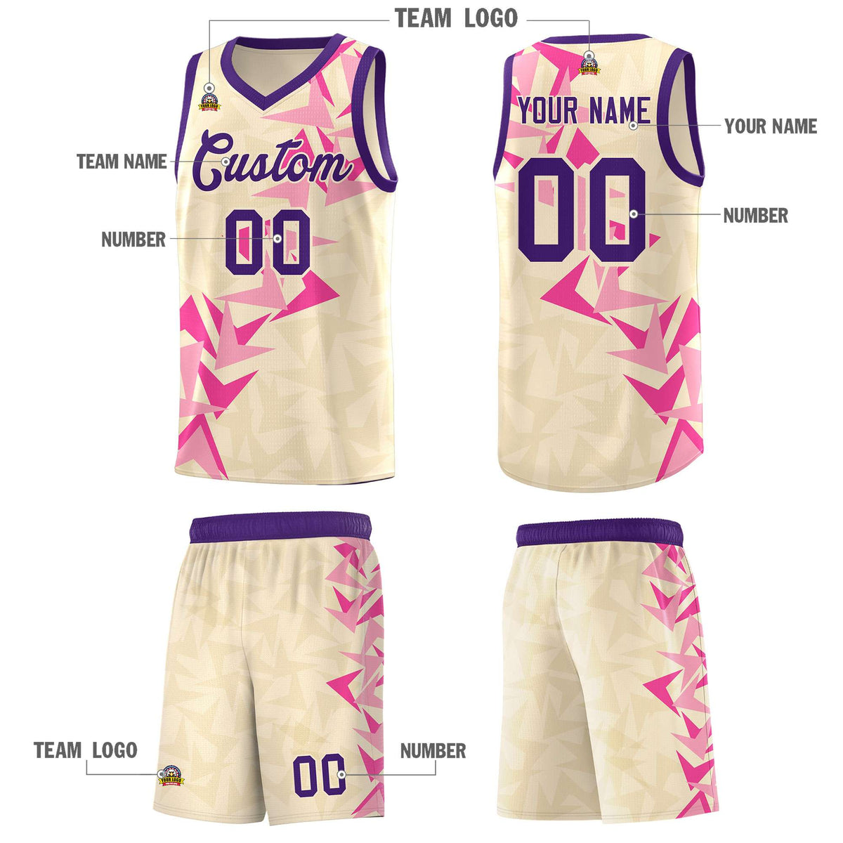 Custom Cream Boomerang Pattern Kits Basketball Jersey|KXKSHOP