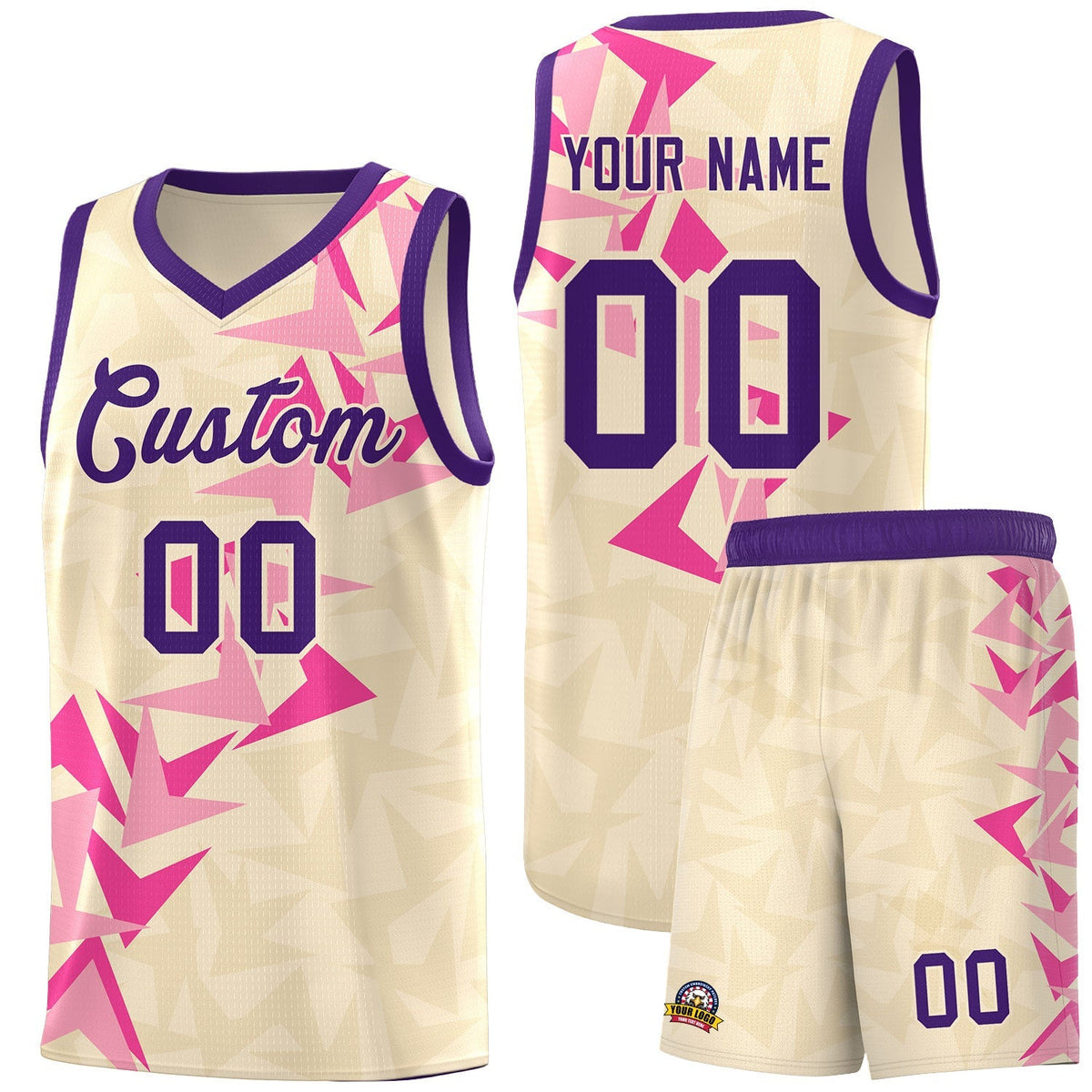 Custom Cream Boomerang Pattern Kits Basketball Jersey|KXKSHOP