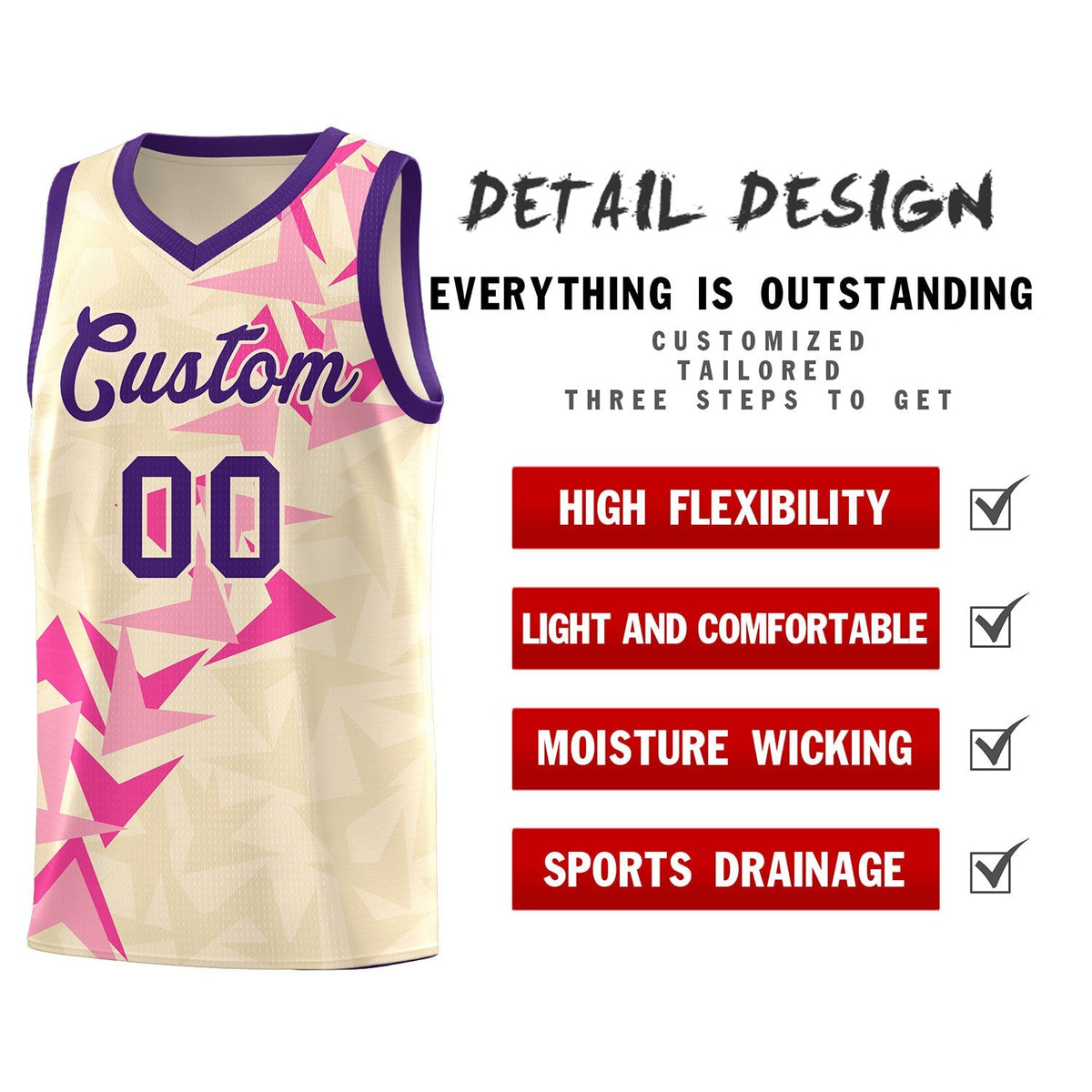 Custom Cream Boomerang Pattern Kits Basketball Jersey|KXKSHOP