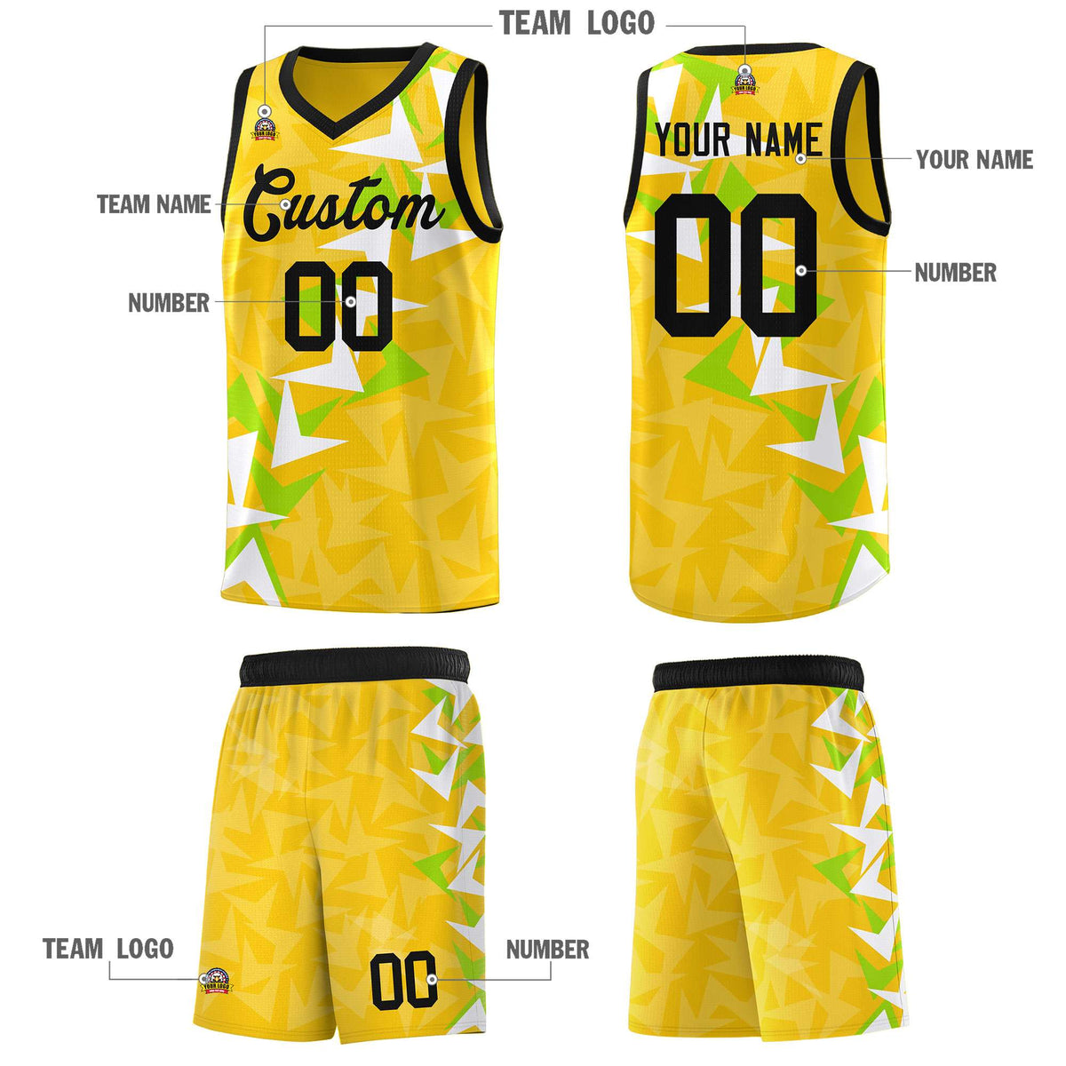 Custom Gold Boomerang Pattern Kits Basketball Jersey|KXKSHOP