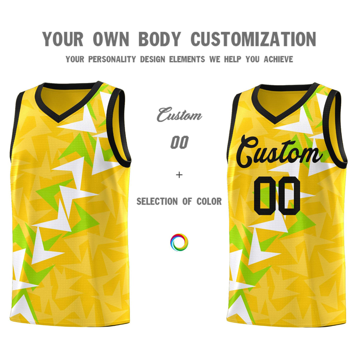 Custom Gold Boomerang Pattern Kits Basketball Jersey|KXKSHOP