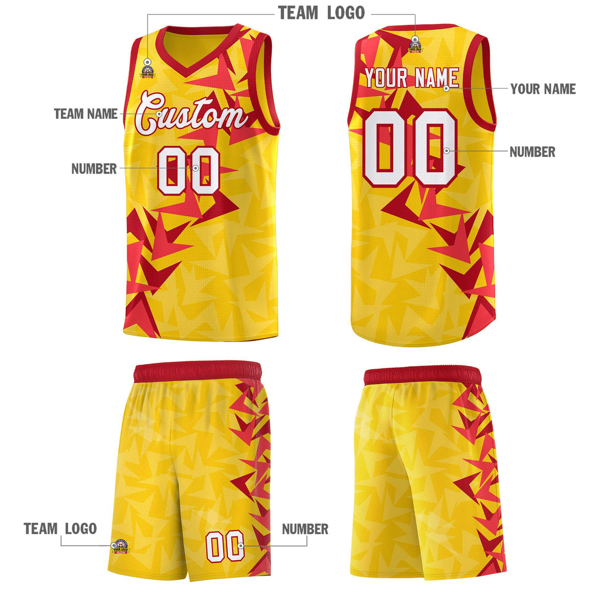 Custom Gold Boomerang Pattern Kits Basketball Jersey|KXKSHOP