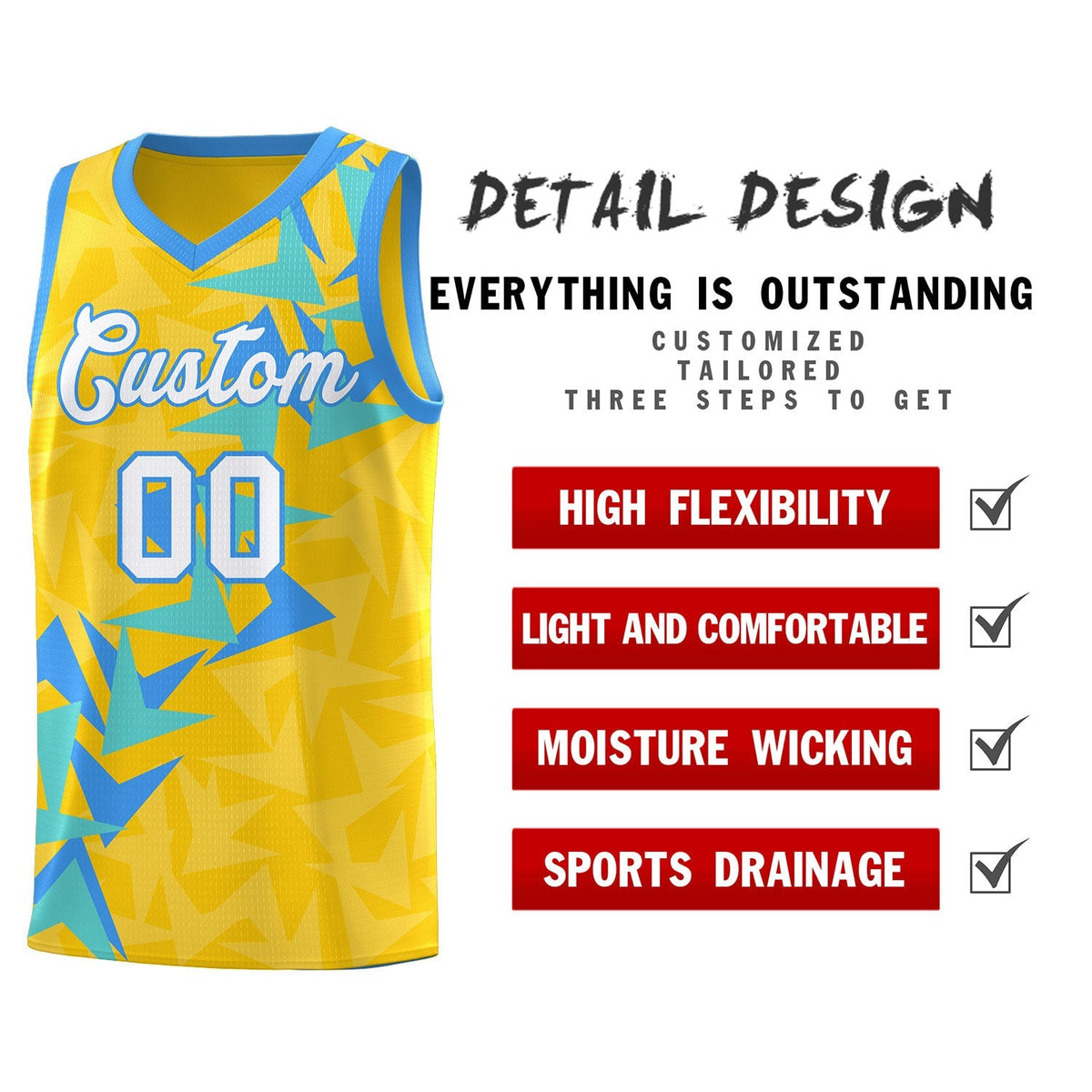Custom Gold Boomerang Pattern Kits Basketball Jersey|KXKSHOP