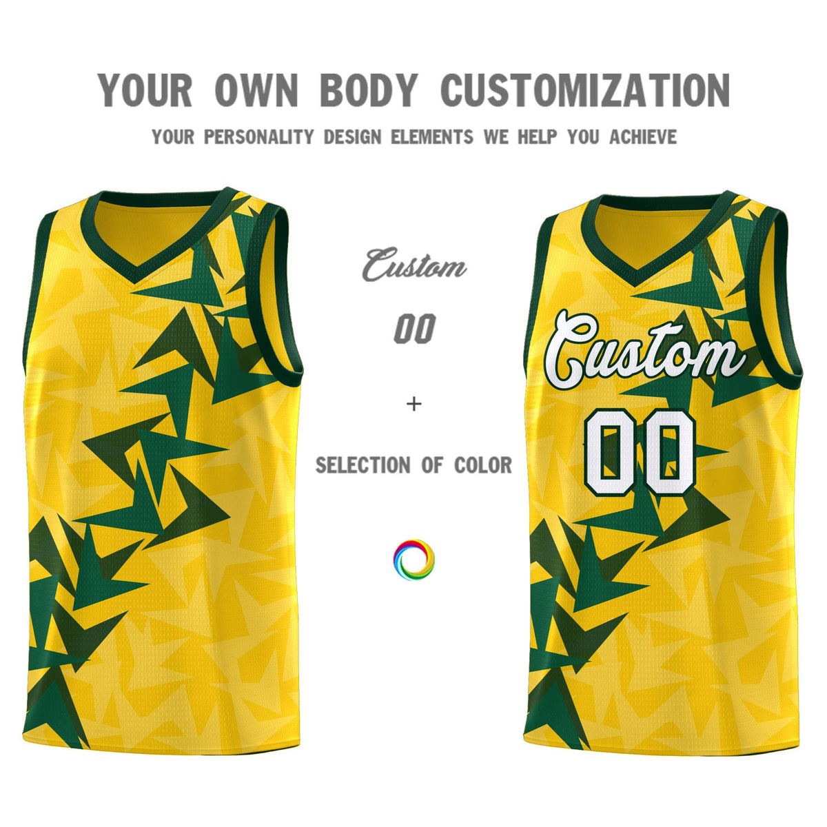 Custom Gold Boomerang Pattern Kits Basketball Jersey|KXKSHOP