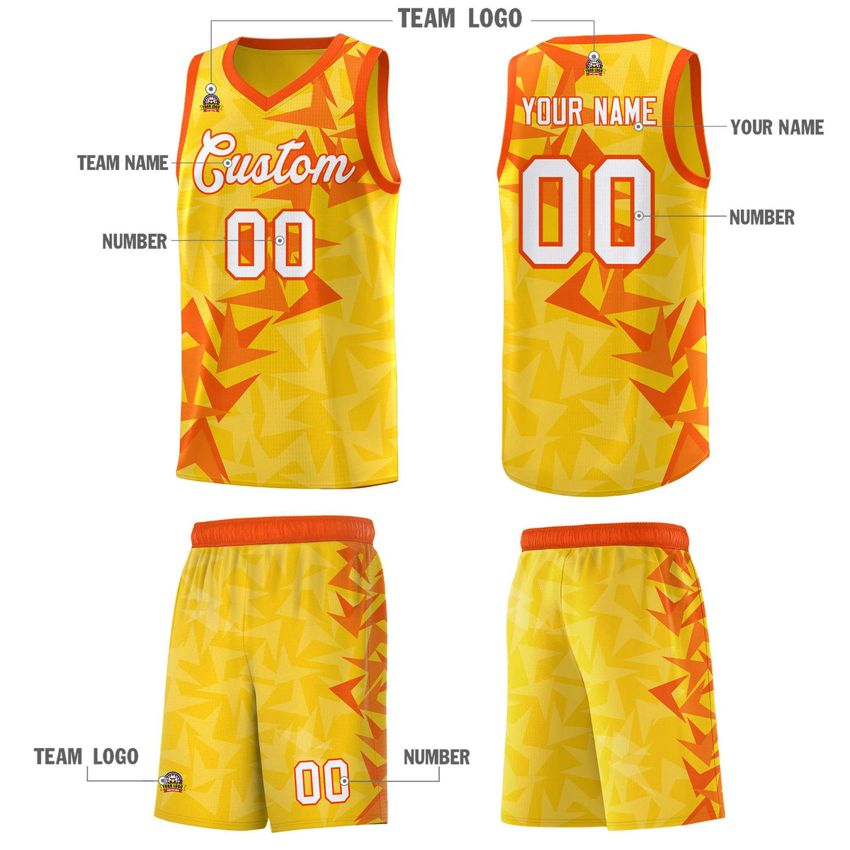 Custom Gold Boomerang Pattern Kits Basketball Jersey|KXKSHOP
