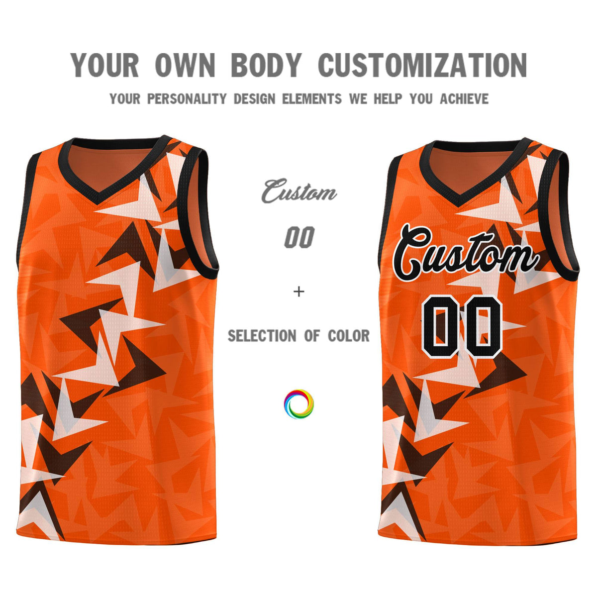 Custom Orange Boomerang Pattern Kits Basketball Jersey|KXKSHOP