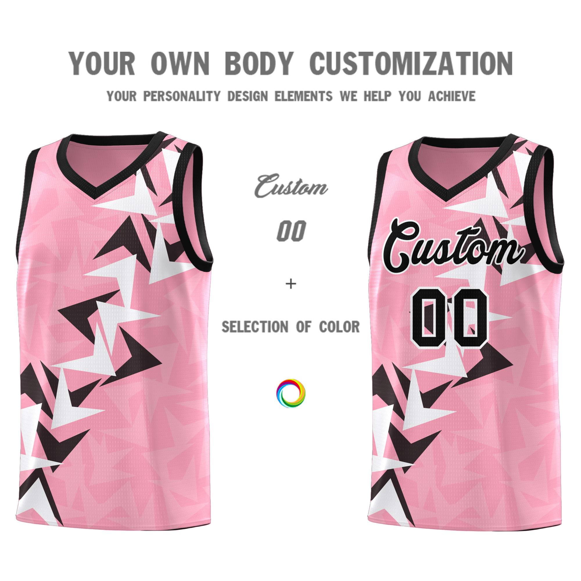Custom Light Pink Boomerang Pattern Kits Basketball Jersey|KXKSHOP