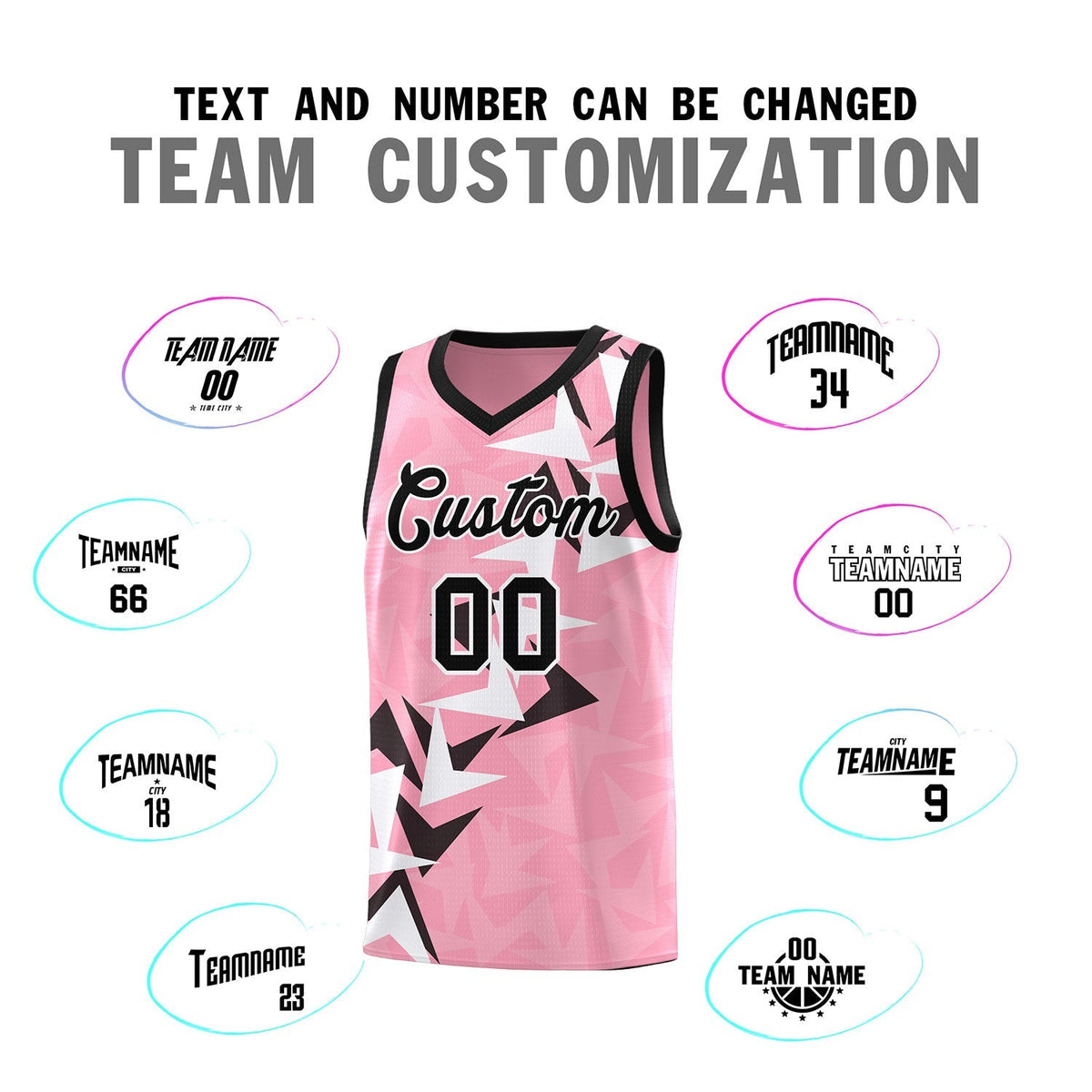 Custom Light Pink Boomerang Pattern Kits Basketball Jersey|KXKSHOP