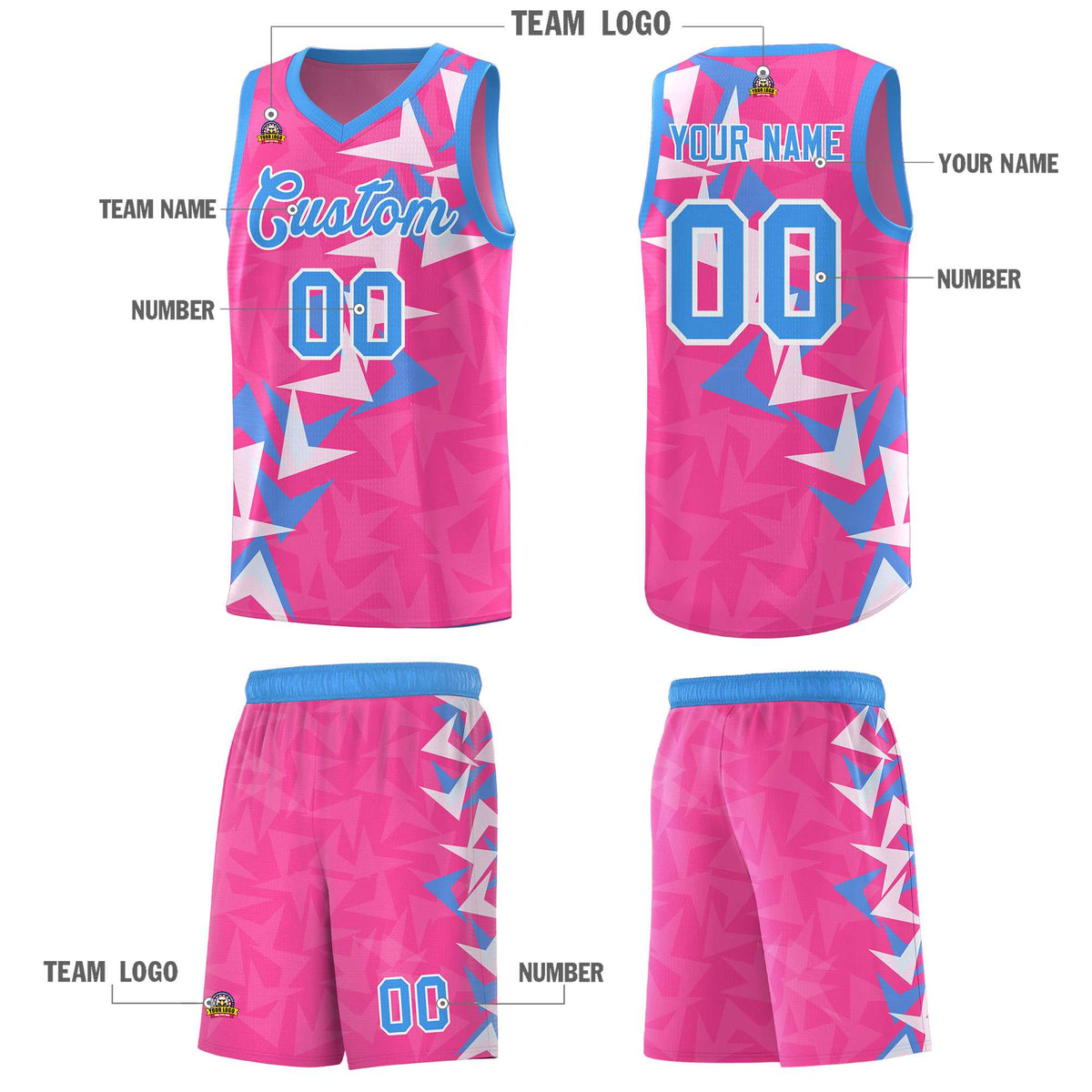 Custom Pink Boomerang Pattern Kits Basketball Jersey|KXKSHOP