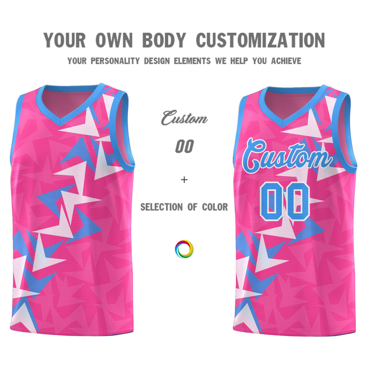 Custom Pink Boomerang Pattern Kits Basketball Jersey|KXKSHOP