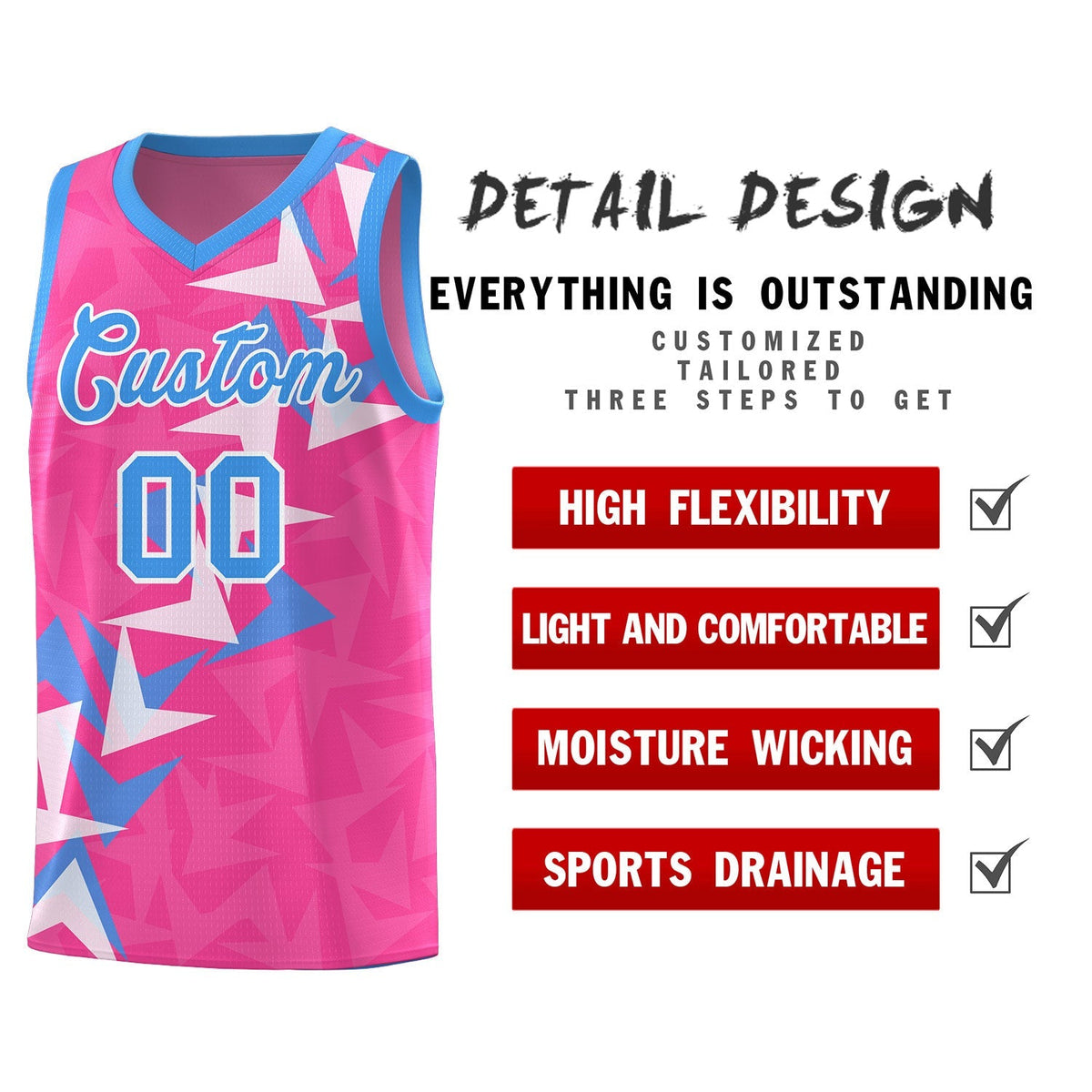 Custom Pink Boomerang Pattern Kits Basketball Jersey|KXKSHOP