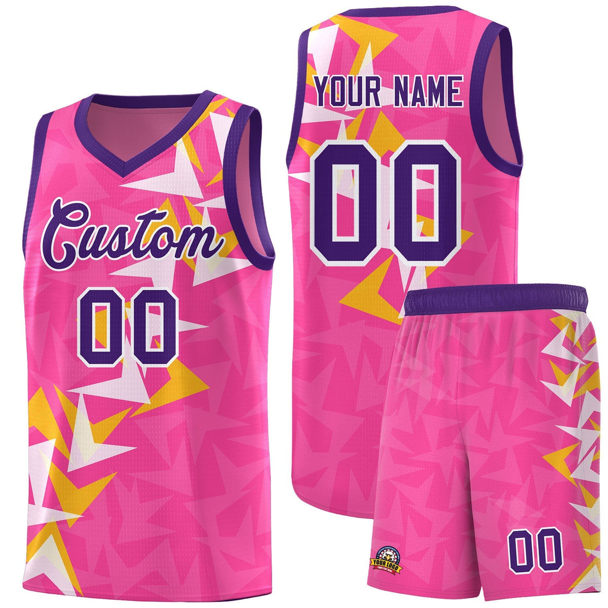 Custom Pink Boomerang Pattern Kits Basketball Jersey|KXKSHOP