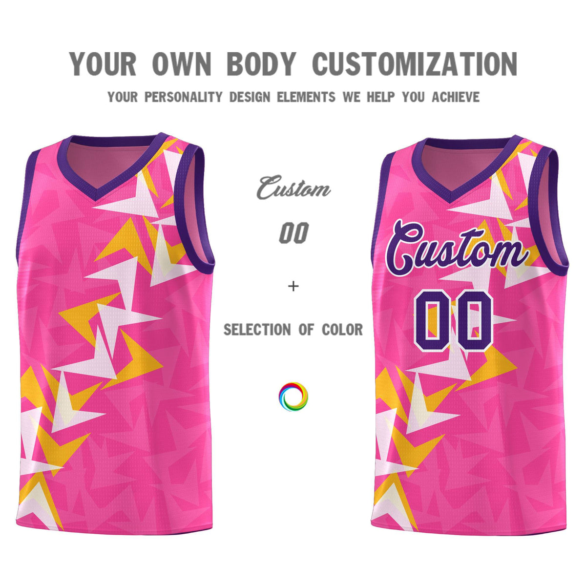 Custom Pink Boomerang Pattern Kits Basketball Jersey|KXKSHOP