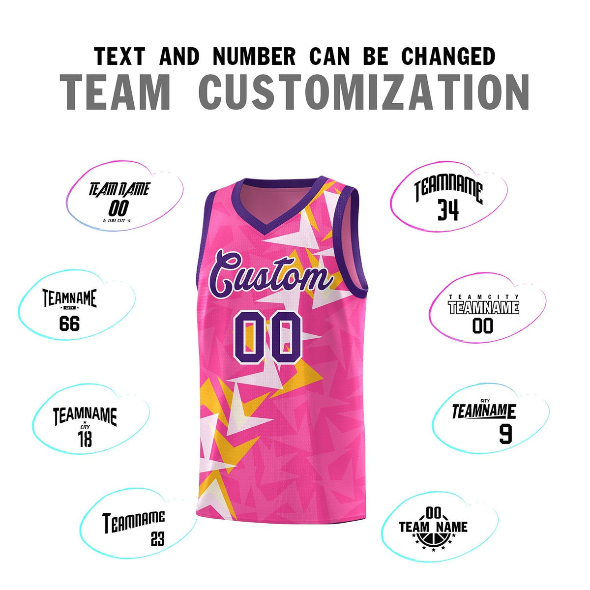 Custom Pink Boomerang Pattern Kits Basketball Jersey|KXKSHOP