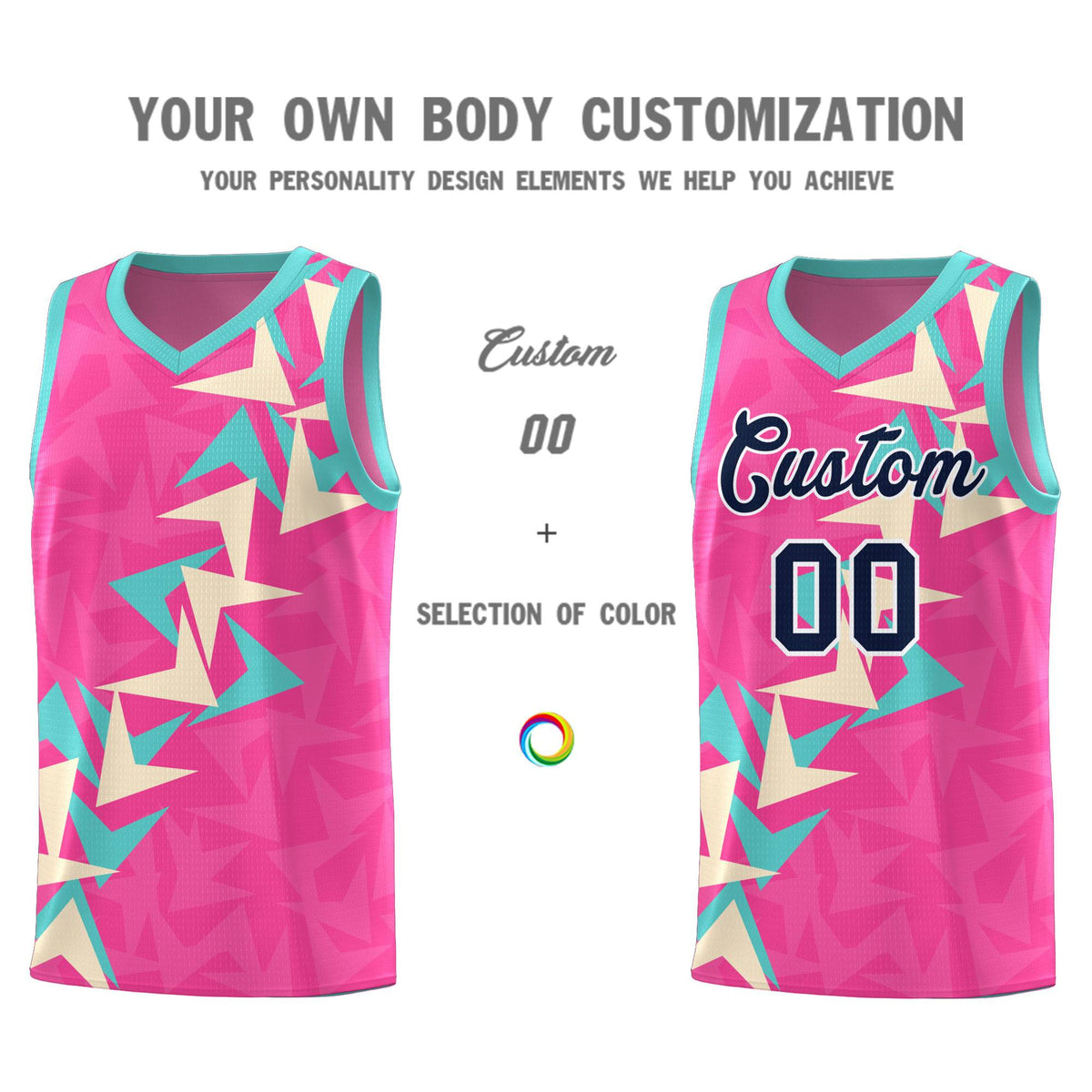 Custom Pink Boomerang Pattern Kits Basketball Jersey|KXKSHOP