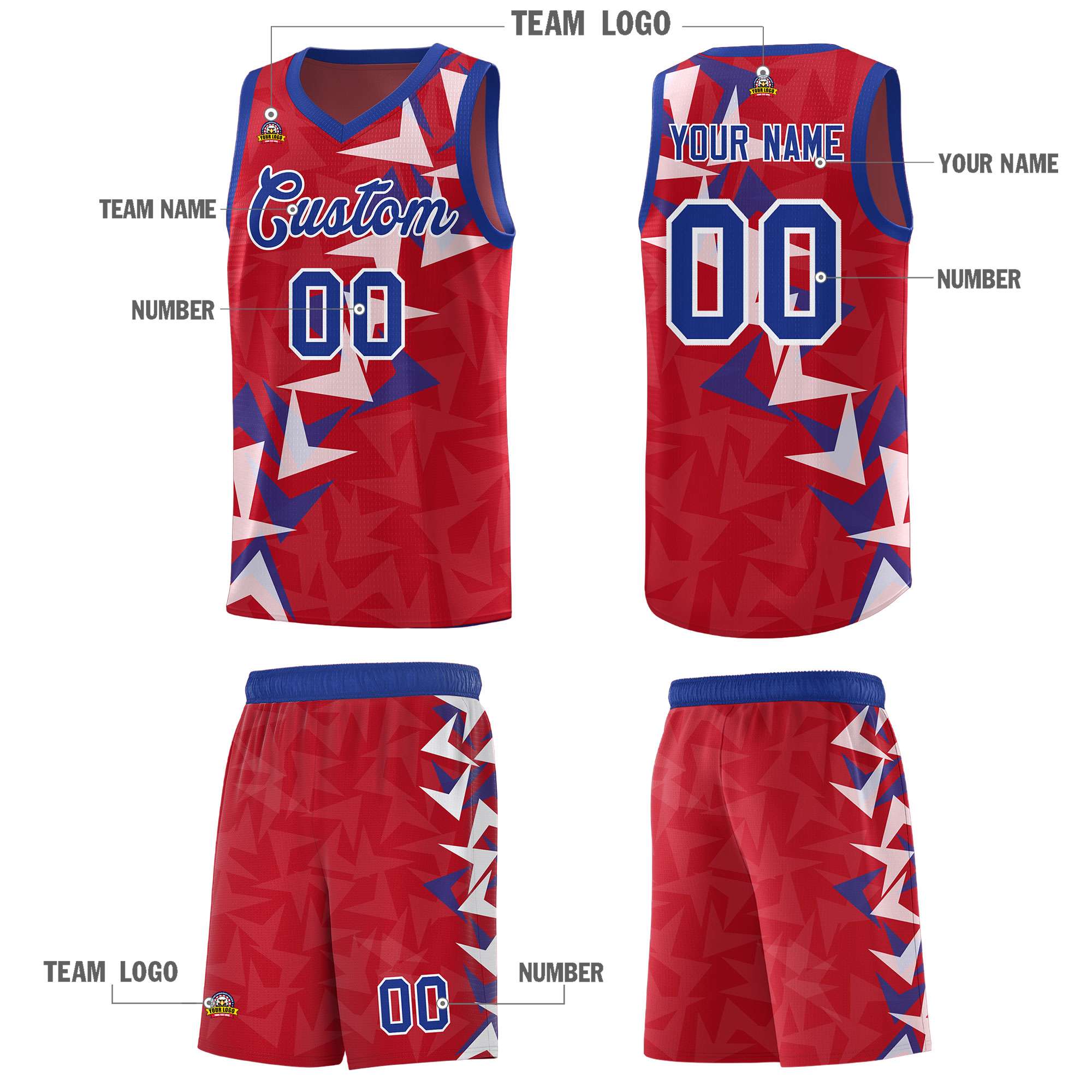 Custom Red Boomerang Pattern Kits Basketball Jersey|KXKSHOP