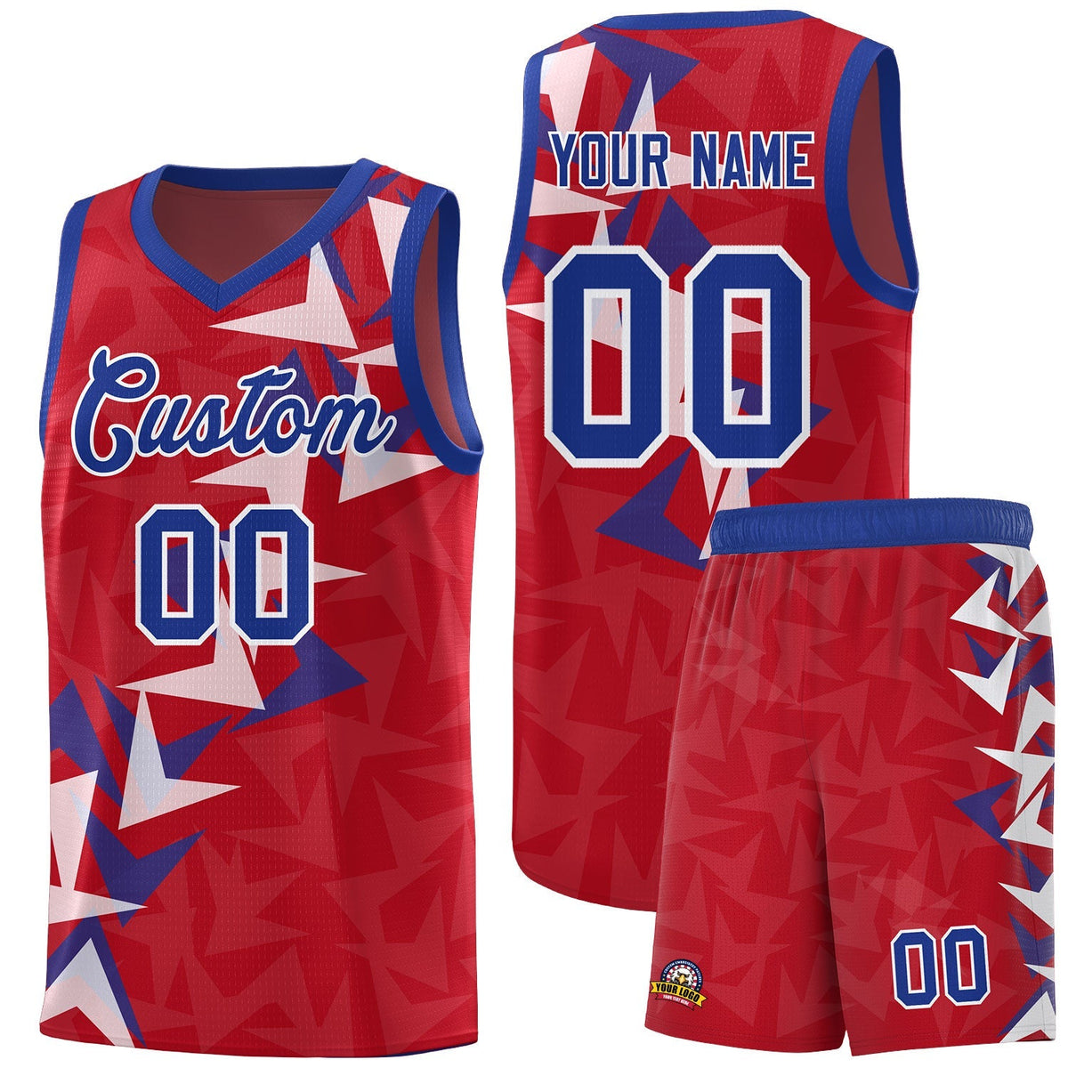 Custom Red Boomerang Pattern Kits Basketball Jersey|KXKSHOP