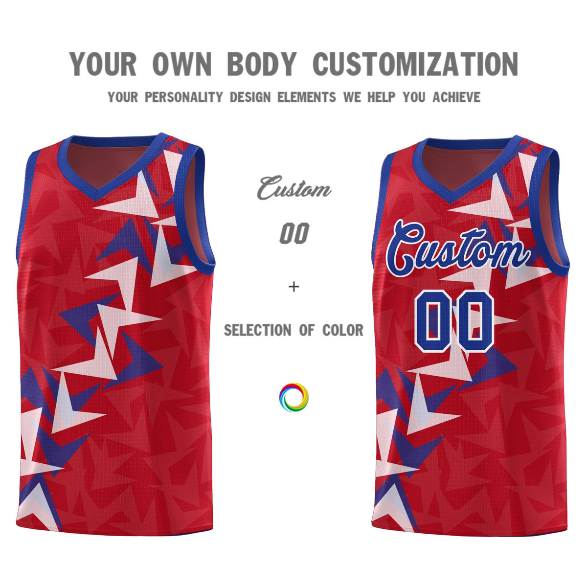 Custom Red Boomerang Pattern Kits Basketball Jersey|KXKSHOP