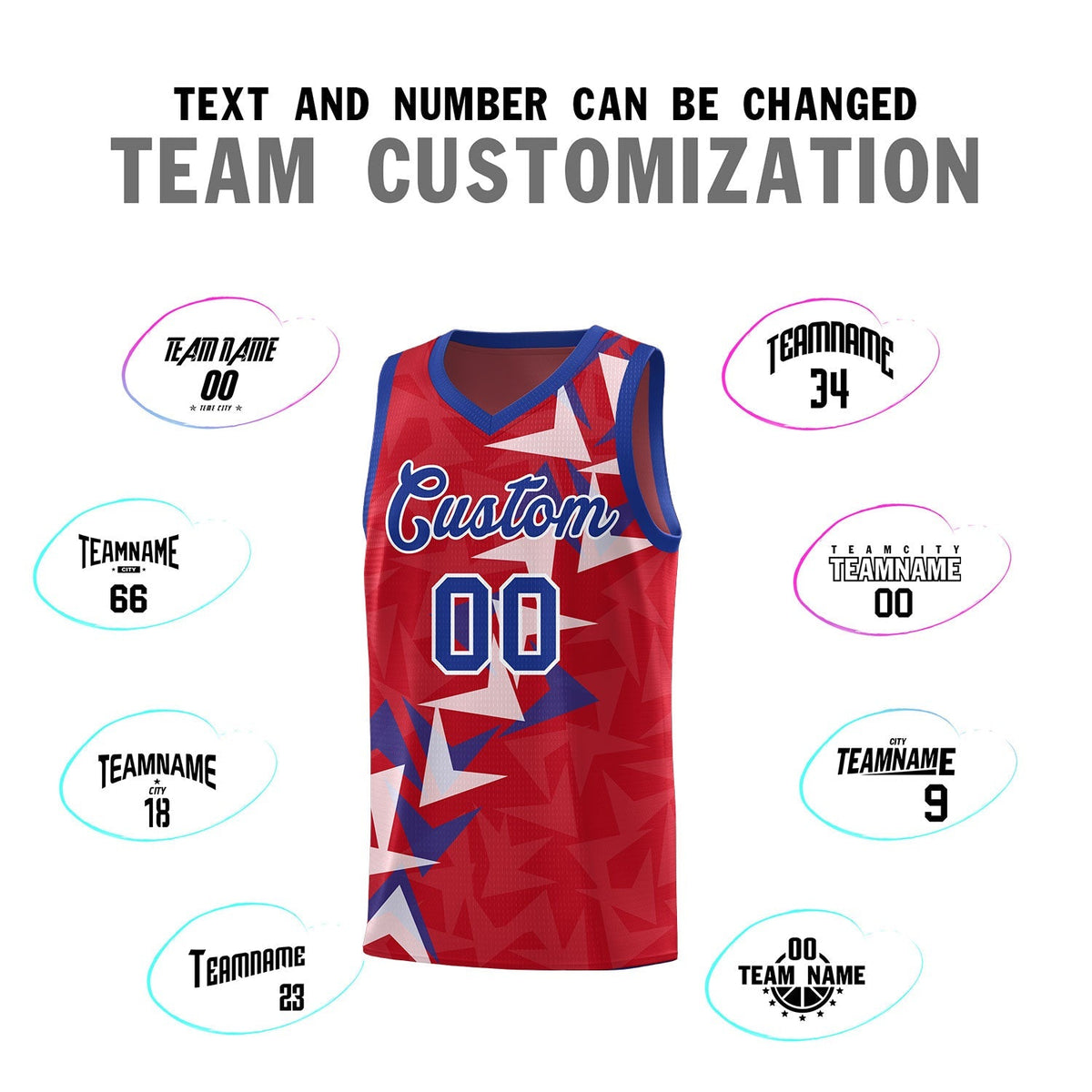 Custom Red Boomerang Pattern Kits Basketball Jersey|KXKSHOP