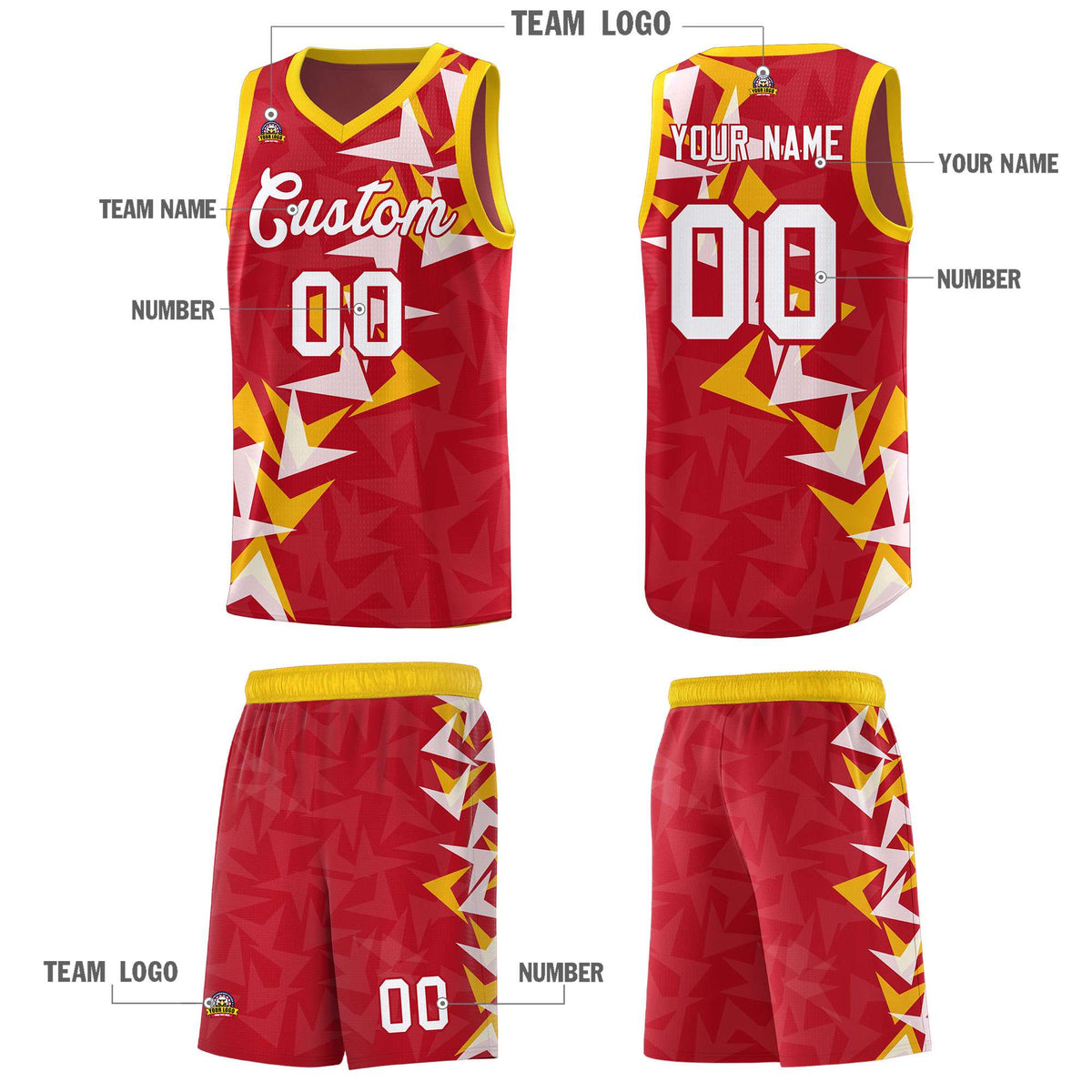 Custom Red Boomerang Pattern Kits Basketball Jersey|KXKSHOP
