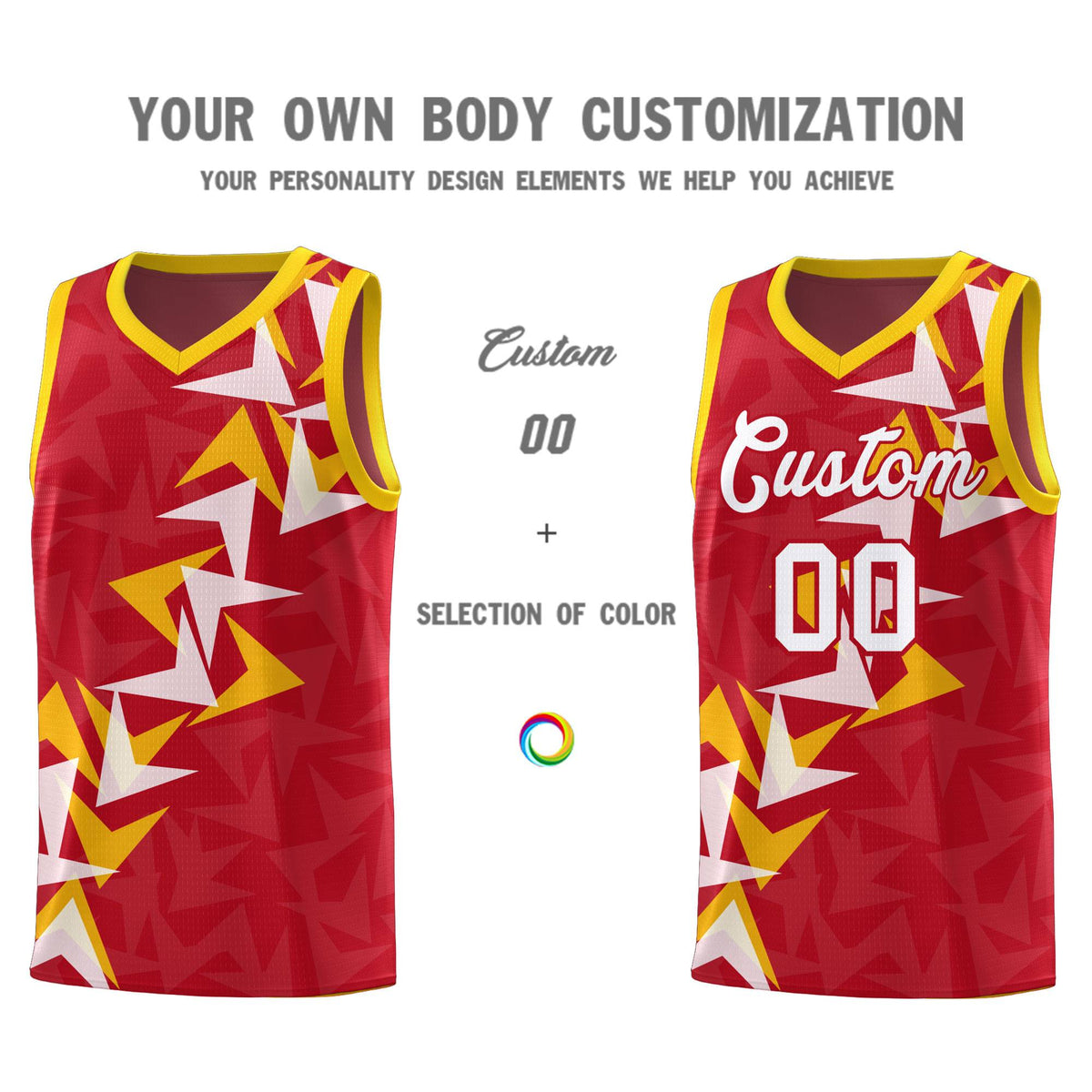 Custom Red Boomerang Pattern Kits Basketball Jersey|KXKSHOP