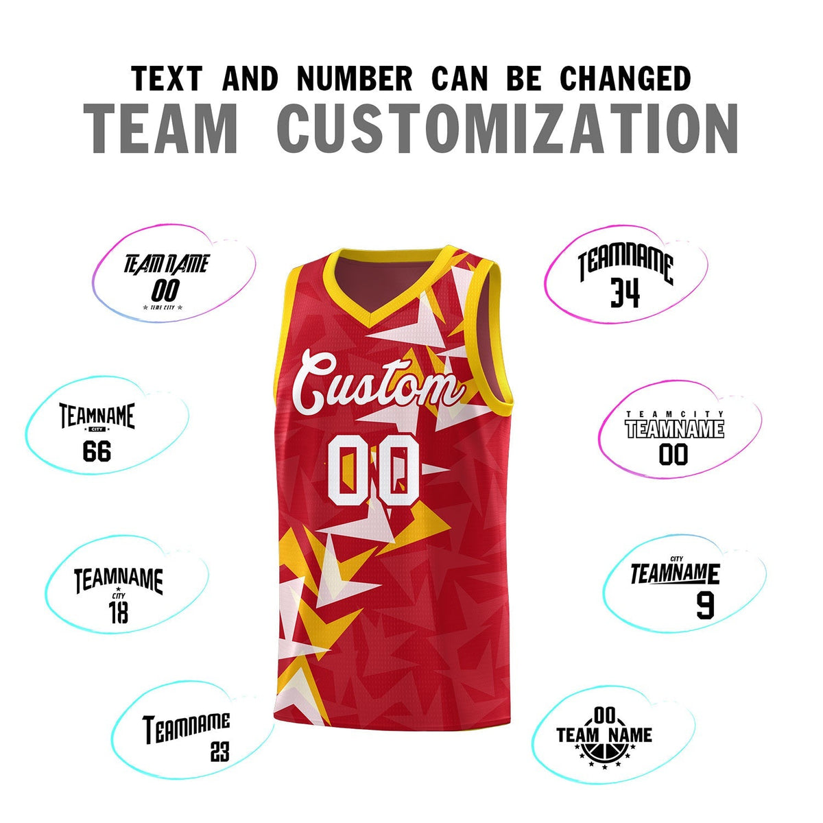Custom Red Boomerang Pattern Kits Basketball Jersey|KXKSHOP