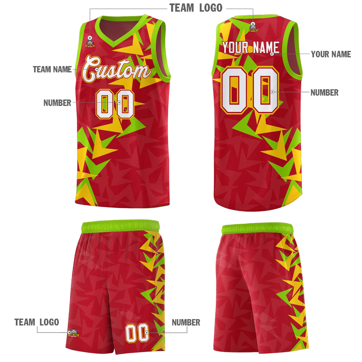 Custom Red Boomerang Pattern Kits Basketball Jersey|KXKSHOP