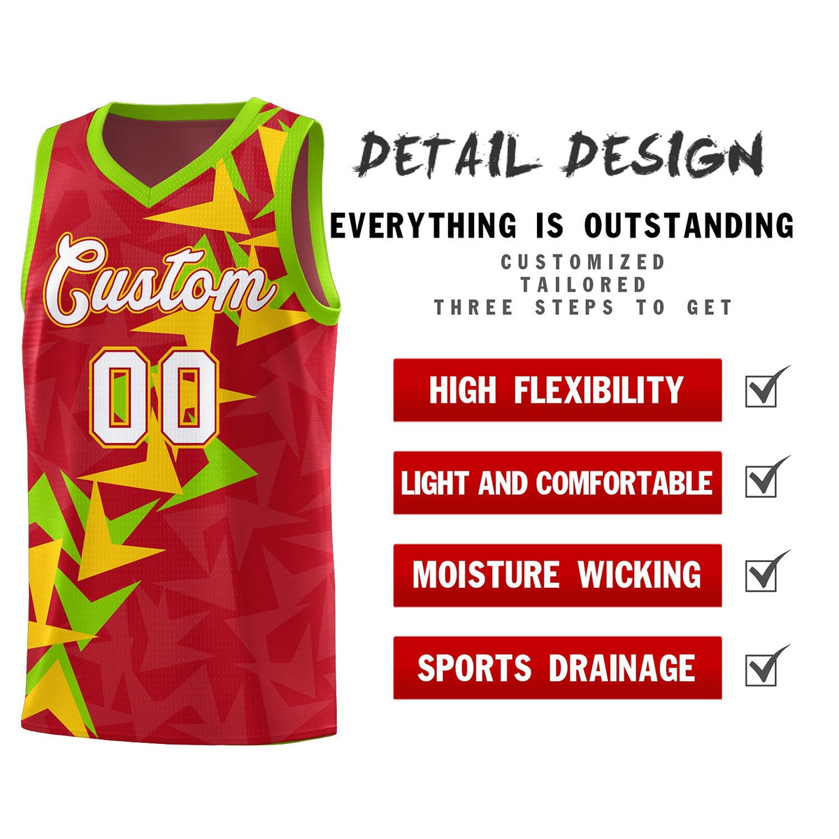 Custom Red Boomerang Pattern Kits Basketball Jersey|KXKSHOP