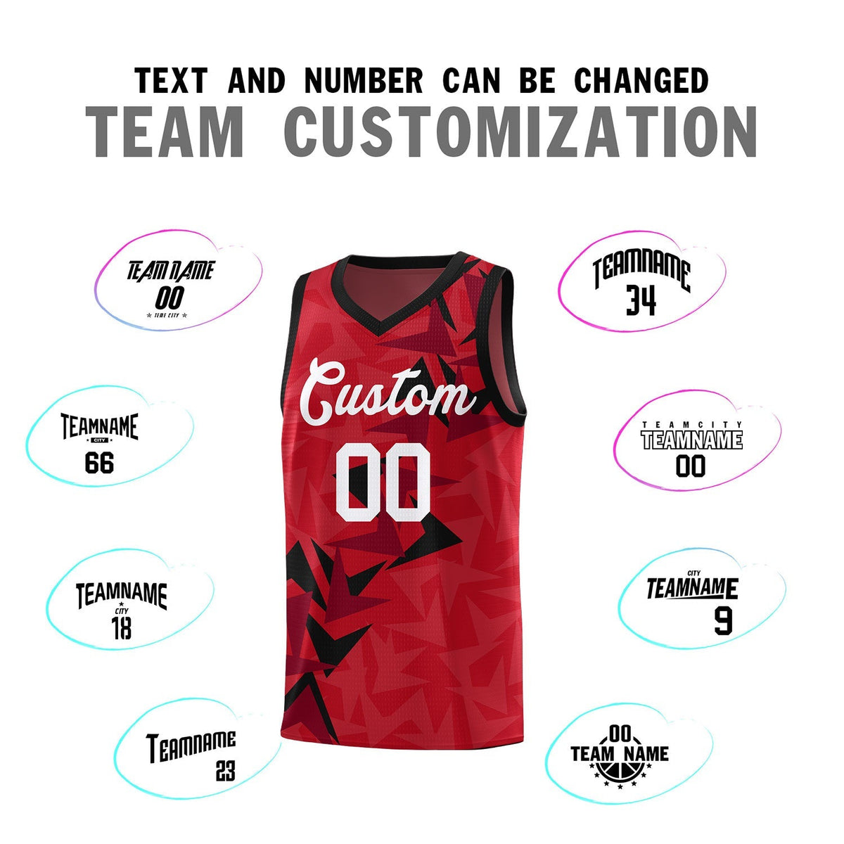 Custom Red Boomerang Pattern Kits Basketball Jersey|KXKSHOP