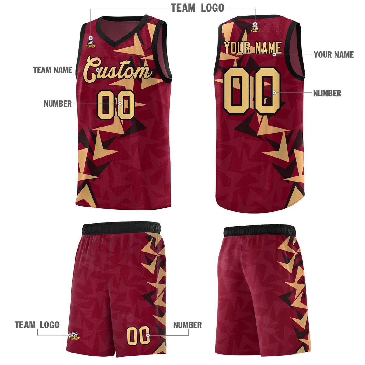 Custom Crimson Boomerang Pattern Kits Basketball Jersey|KXKSHOP