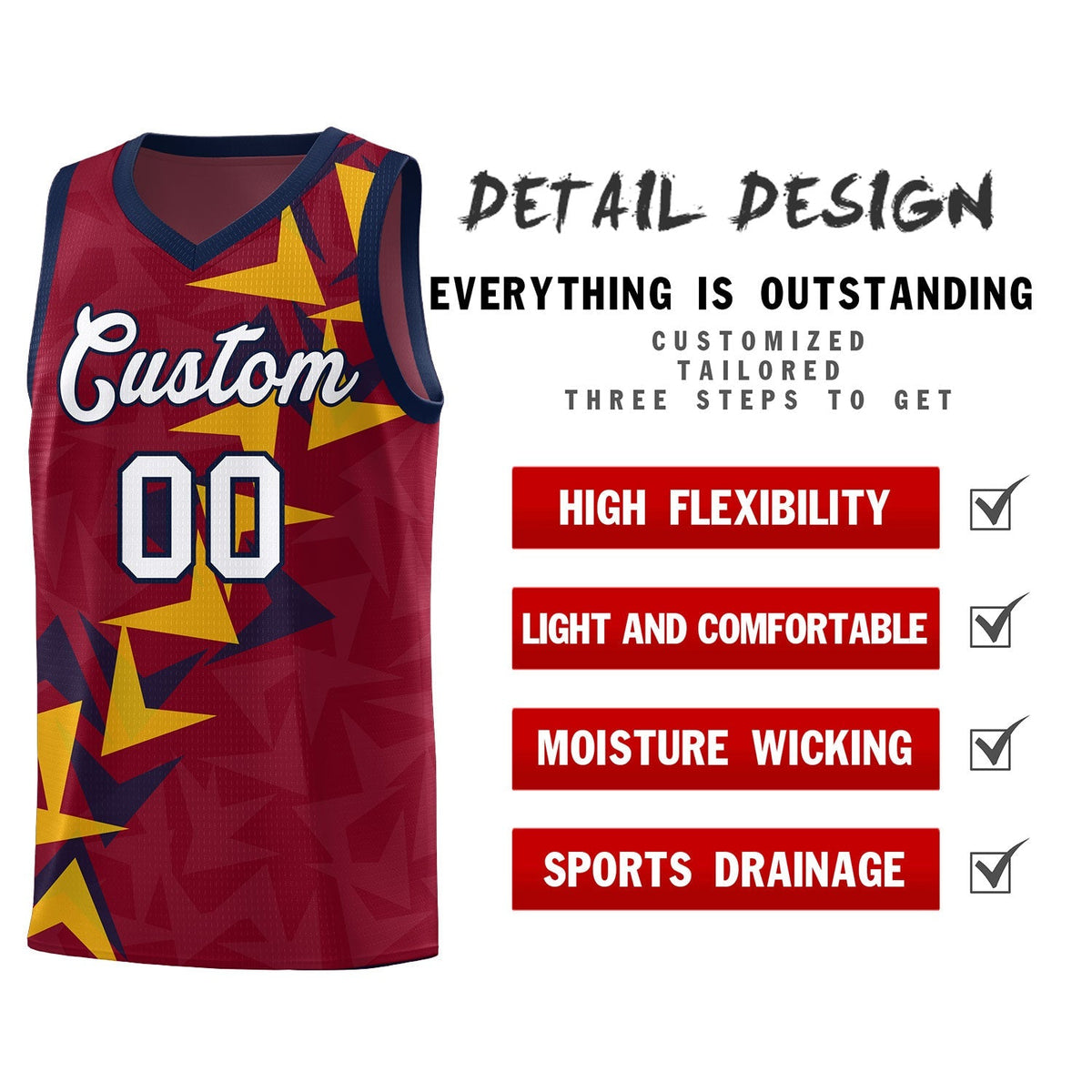 Custom Crimson Boomerang Pattern Kits Basketball Jersey|KXKSHOP