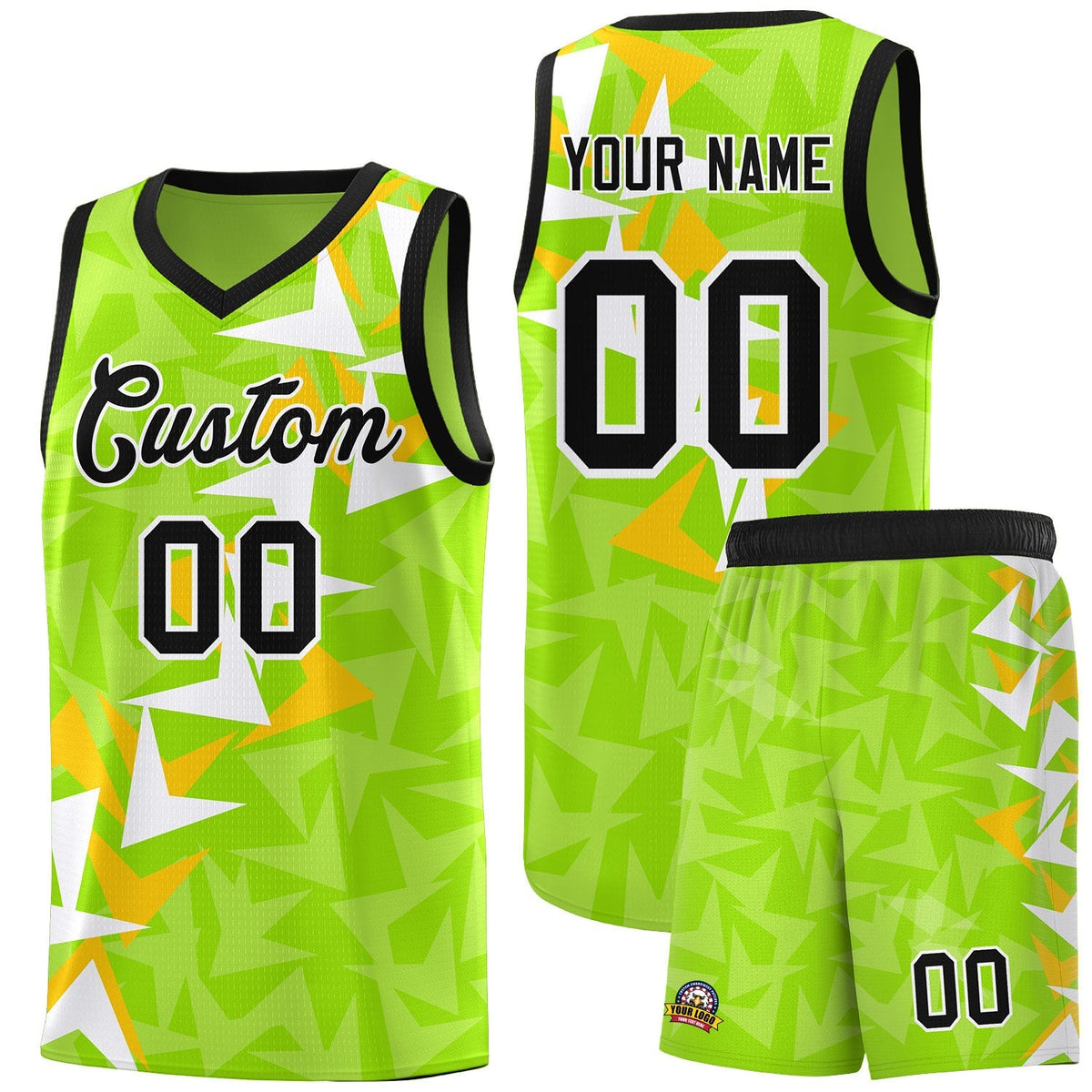 Custom Neon Green Boomerang Pattern Kits Basketball Jersey|KXKSHOP