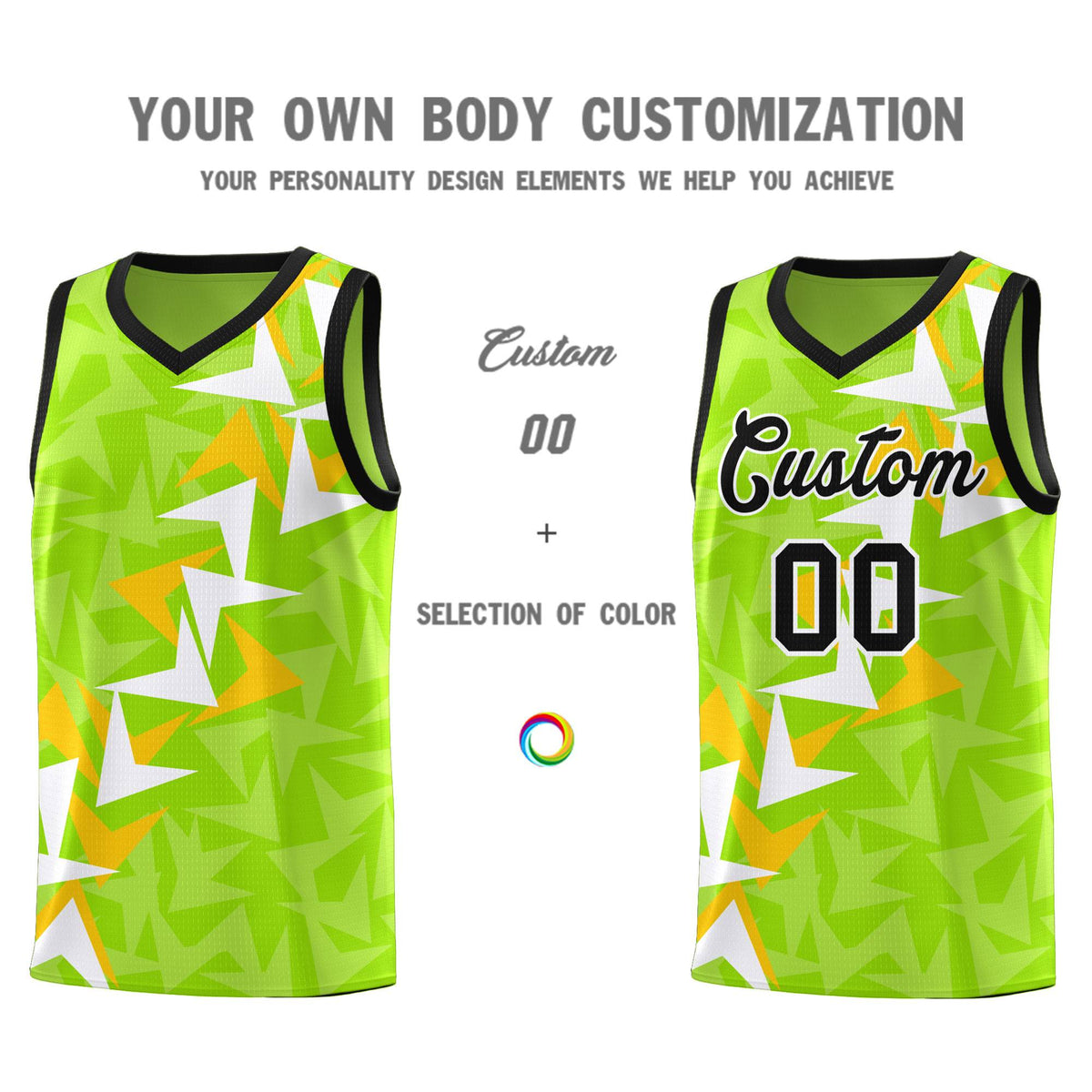 Custom Neon Green Boomerang Pattern Kits Basketball Jersey|KXKSHOP