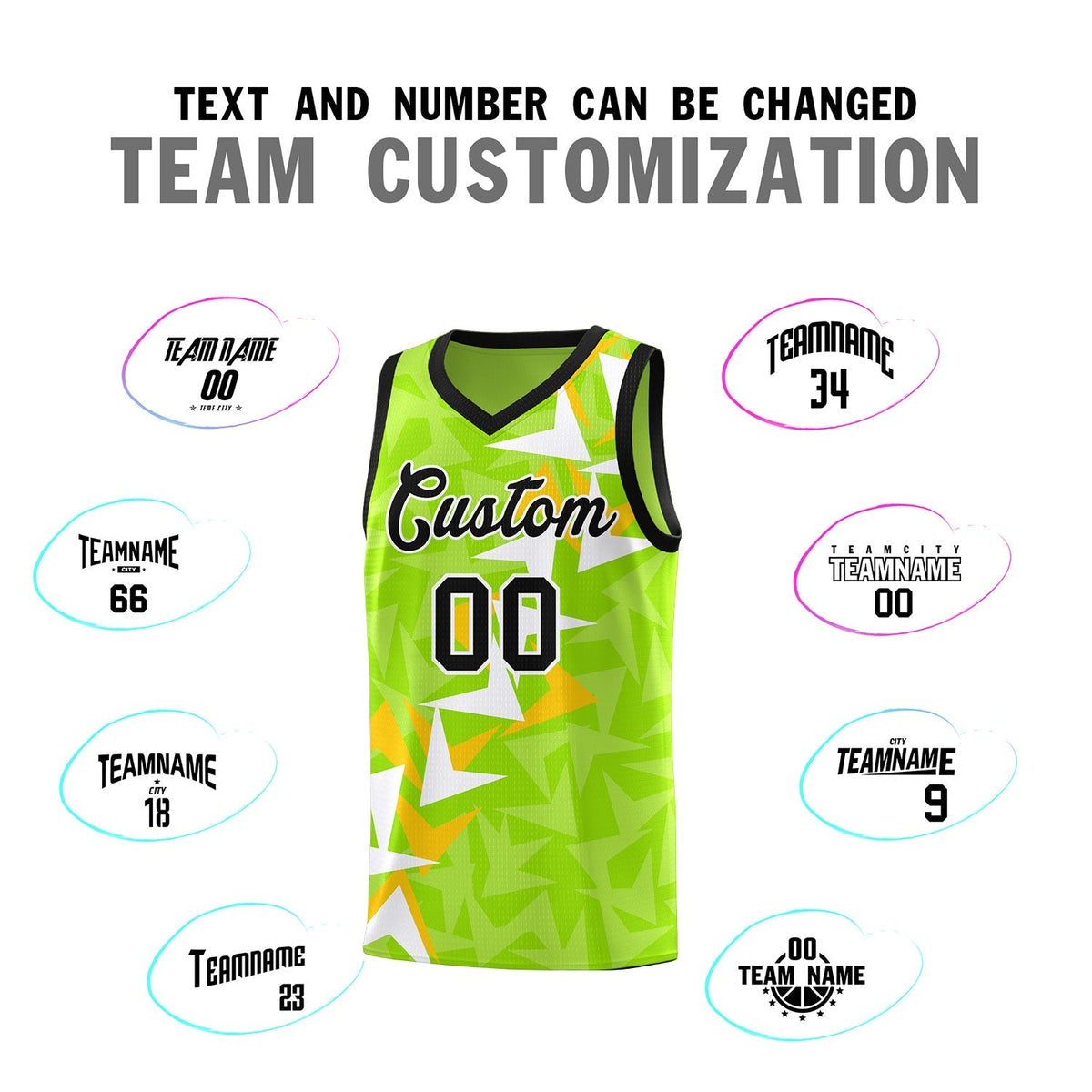 Custom Neon Green Boomerang Pattern Kits Basketball Jersey|KXKSHOP