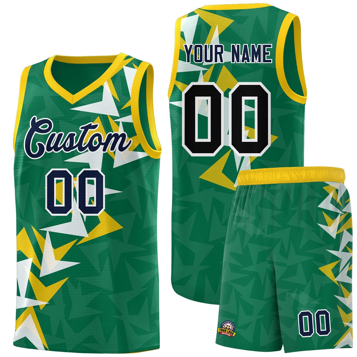 Custom Kelly Green Boomerang Pattern Kits Basketball Jersey|KXKSHOP