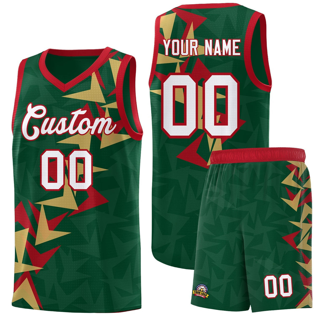 Custom Hunter Green Boomerang Pattern Kits Basketball Jersey|KXKSHOP