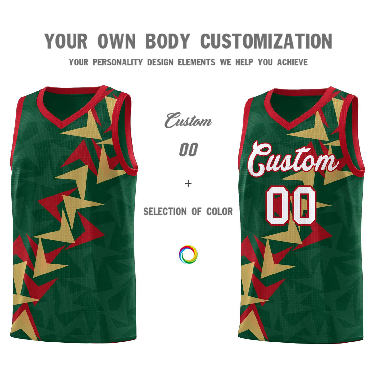 Custom Hunter Green Boomerang Pattern Kits Basketball Jersey|KXKSHOP