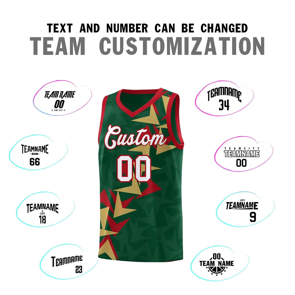 Custom Hunter Green Boomerang Pattern Kits Basketball Jersey|KXKSHOP