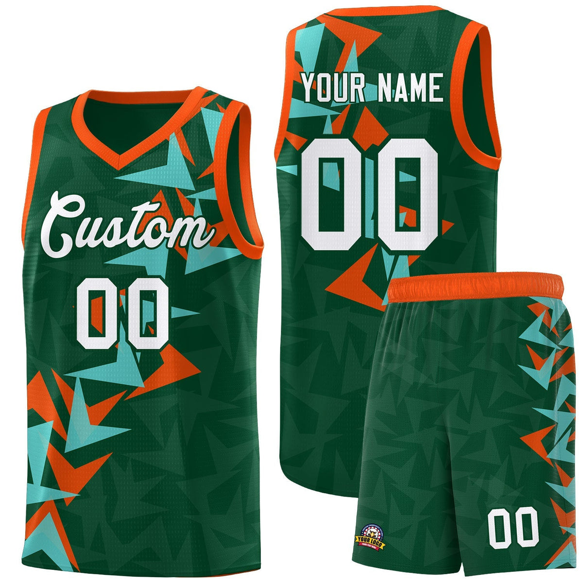 Custom Hunter Green Boomerang Pattern Kits Basketball Jersey|KXKSHOP