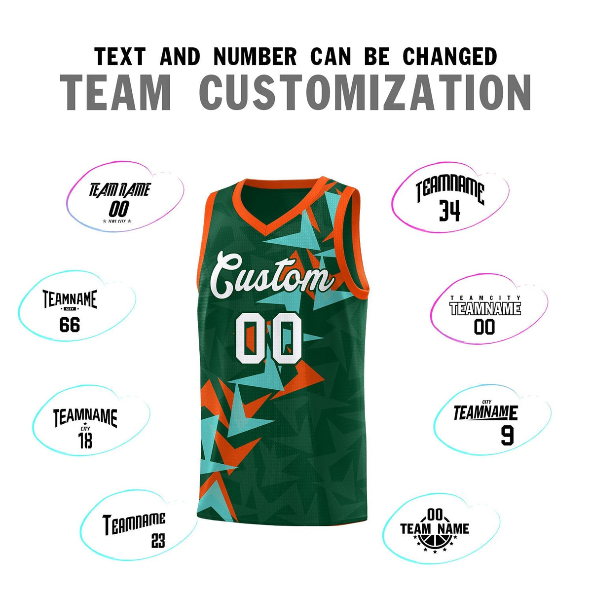 Custom Hunter Green Boomerang Pattern Kits Basketball Jersey|KXKSHOP