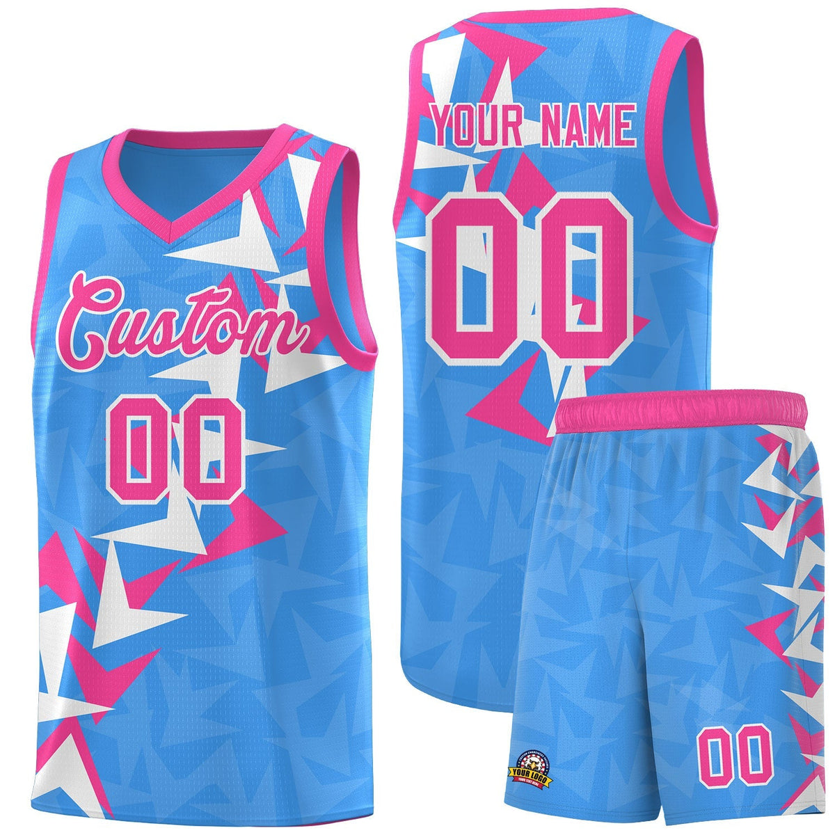 Custom Light Blue Boomerang Pattern Kits Basketball Jersey|KXKSHOP