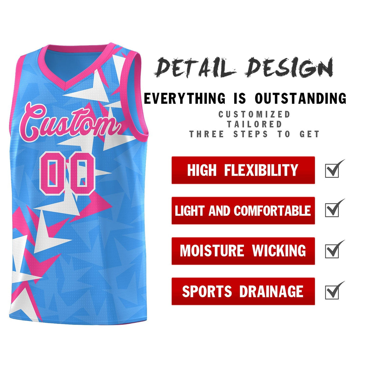 Custom Light Blue Boomerang Pattern Kits Basketball Jersey|KXKSHOP